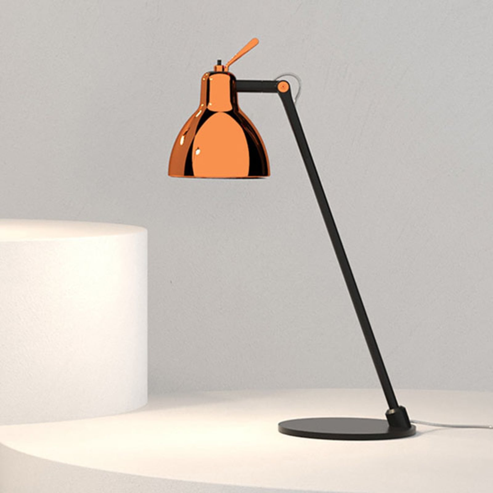 Stolna lampa Luxy T0 Glam, crna/bakrena, 52 cm - Rotaliana