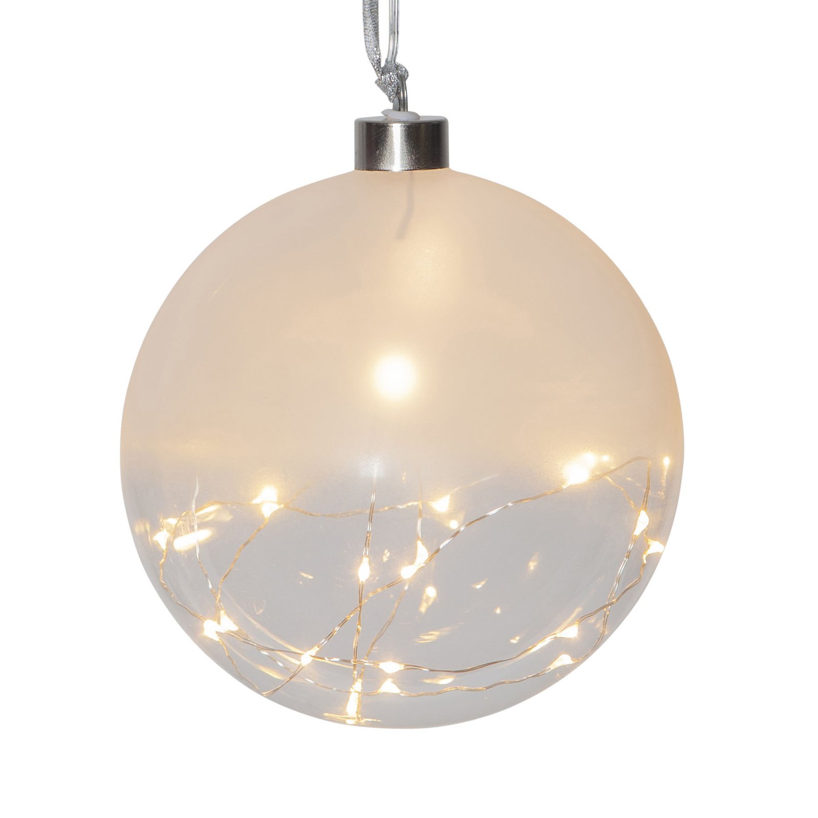 Glow LED decorative bauble frosted/clear Ø 15 cm