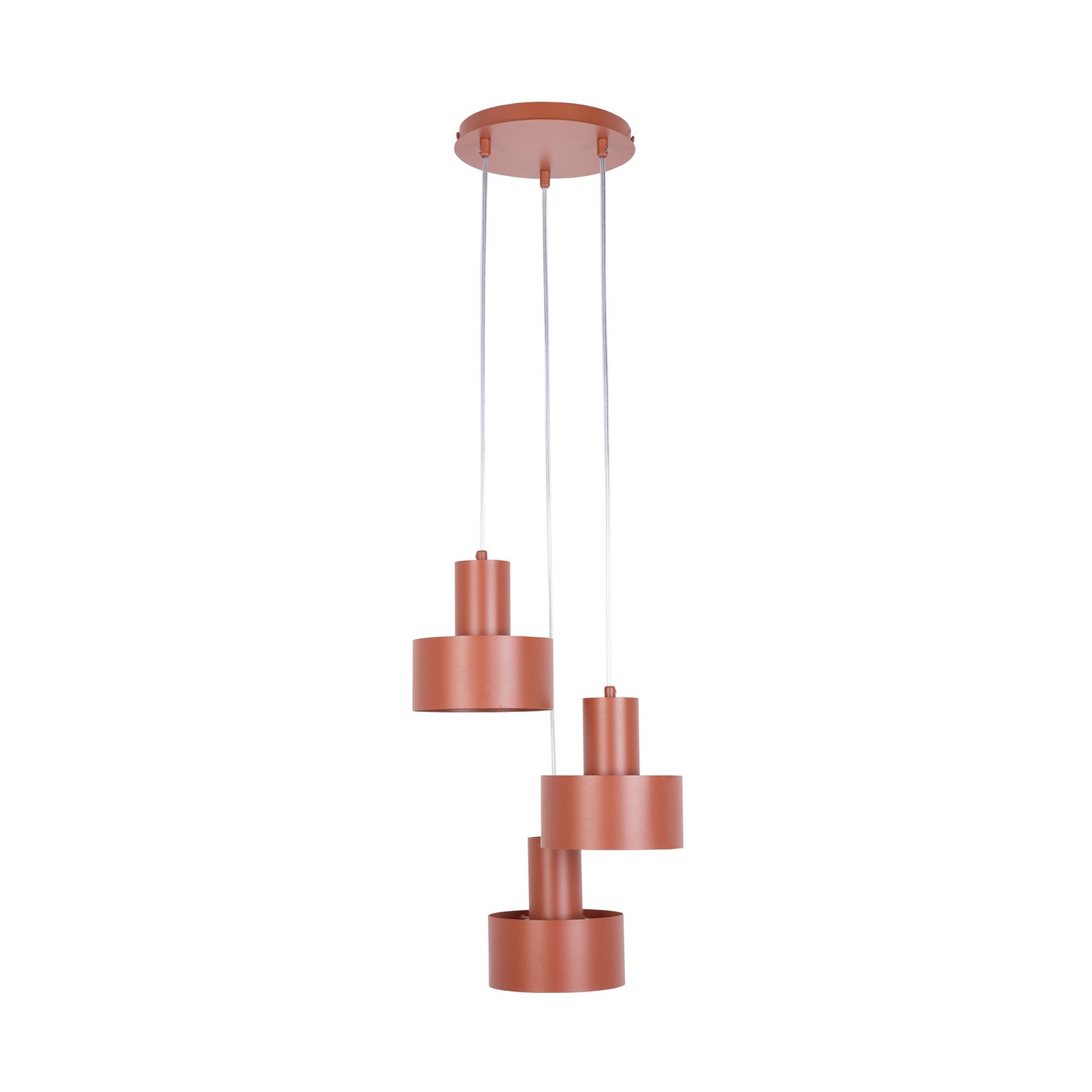 Hängeleuchte Rif 3, ziegelrot, rund, 3-flammig, Ø 33 cm