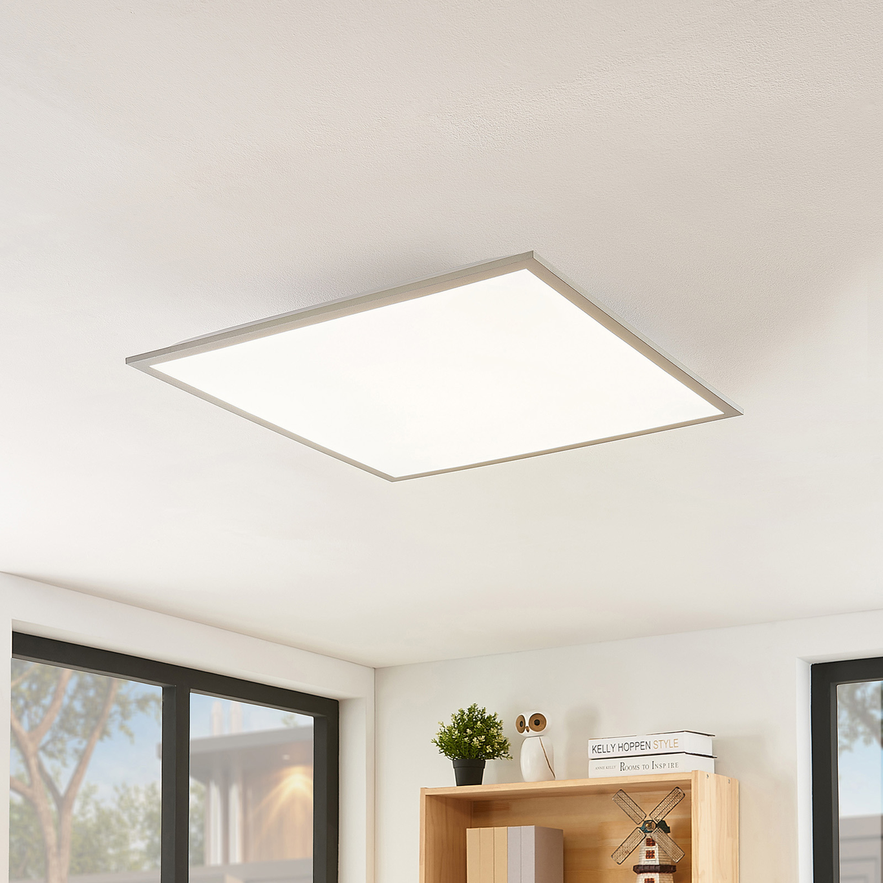 Lindby Stenley LED panel, CCT, 59 x 59 cm, for Kitchen, plastic, aluminium, 36 W, energy efficiency: A+, L: 59.6 cm, W: 59.6 cm, H: 7.3 cm