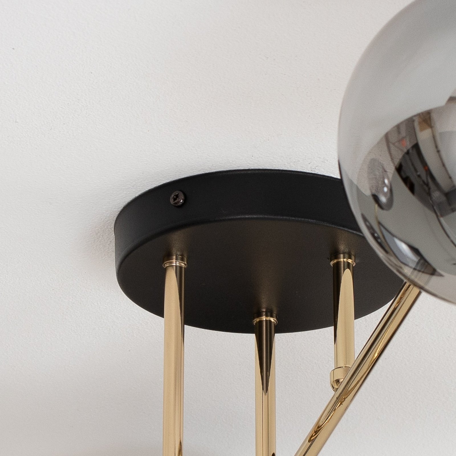 Lampa sufitowa Glassy, 6-punktowa, czarna/złota/grafitowa