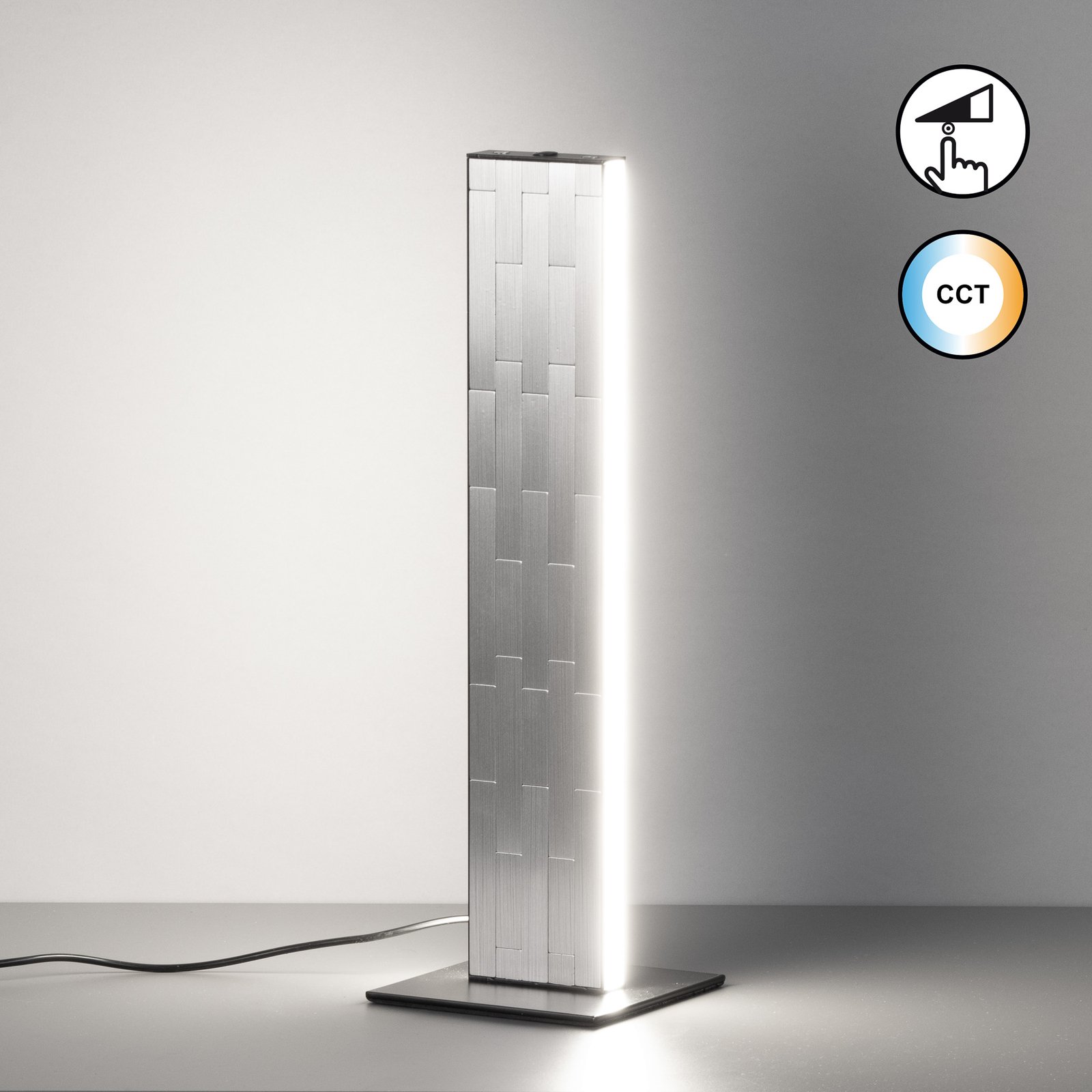 LED table lamp Aluro, metal, nickel-coloured, CCT, dimmable