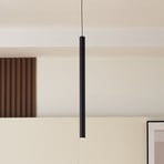 Lindby LED hanging light Lumaro, black, Ø3cm,aluminium,48V,dimmable