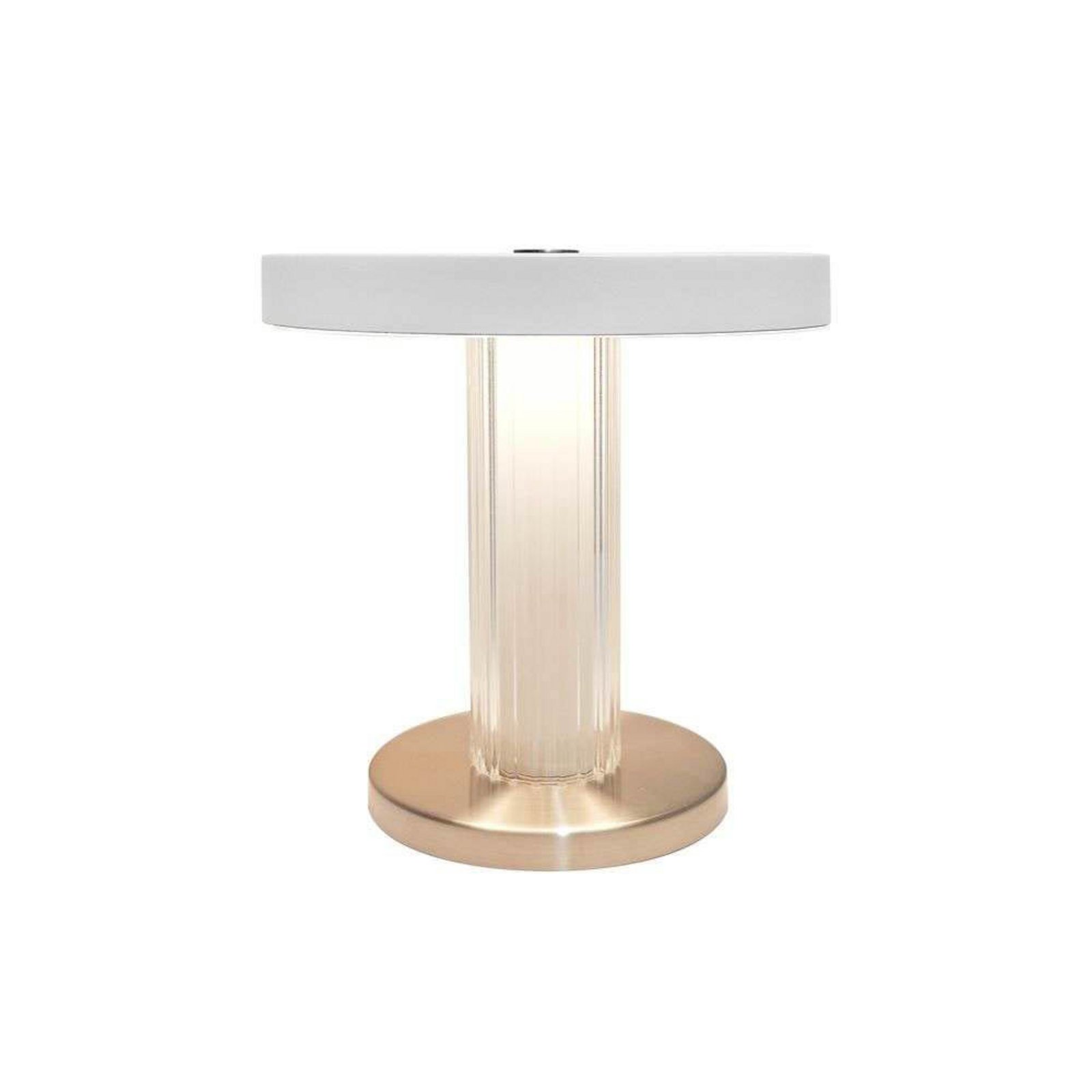 LED-batteridrevet bordlampe Trezzi, hvid, højde 22 cm, metal/glas