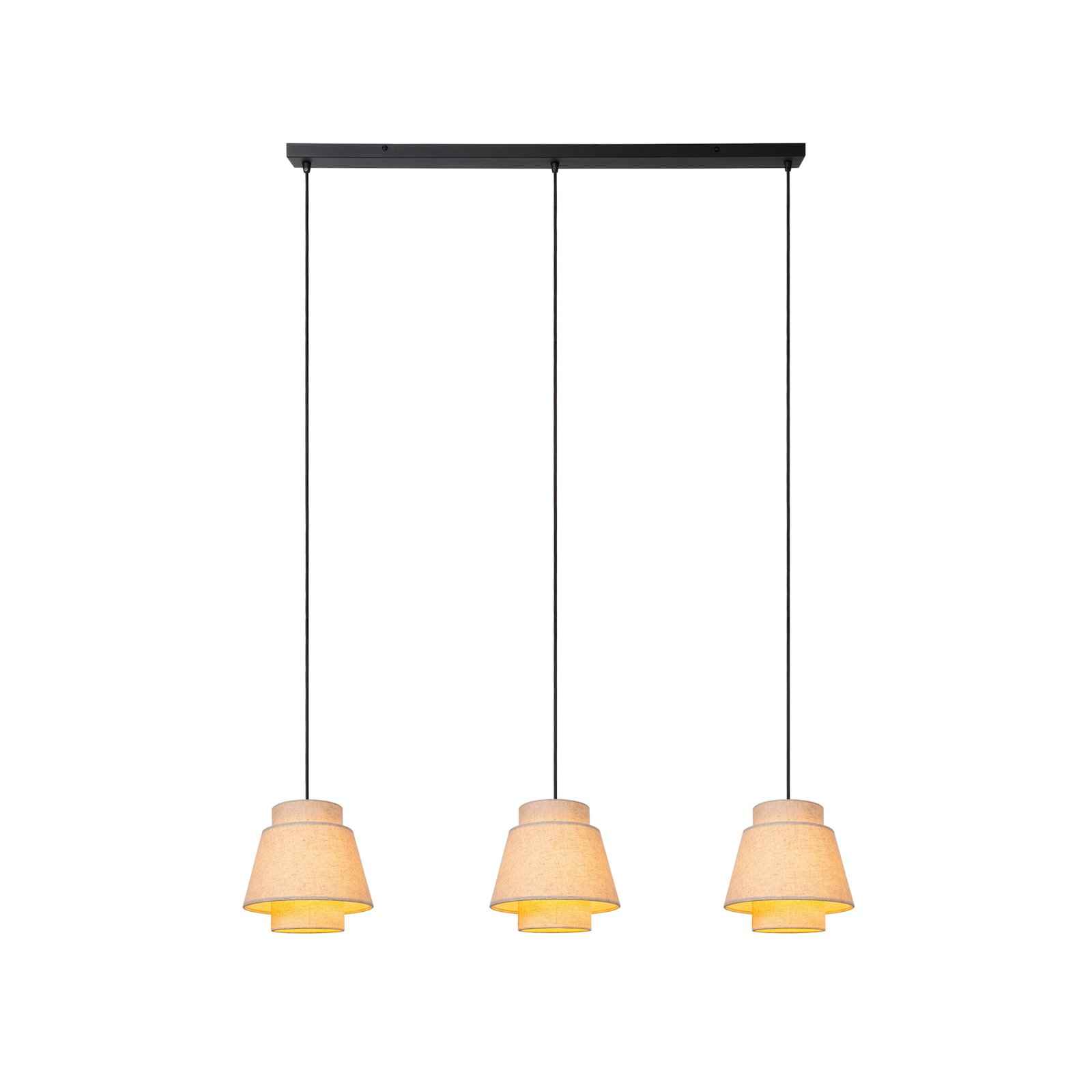 Suspension Tribute, 3 lampes, linéaire, textile, beige