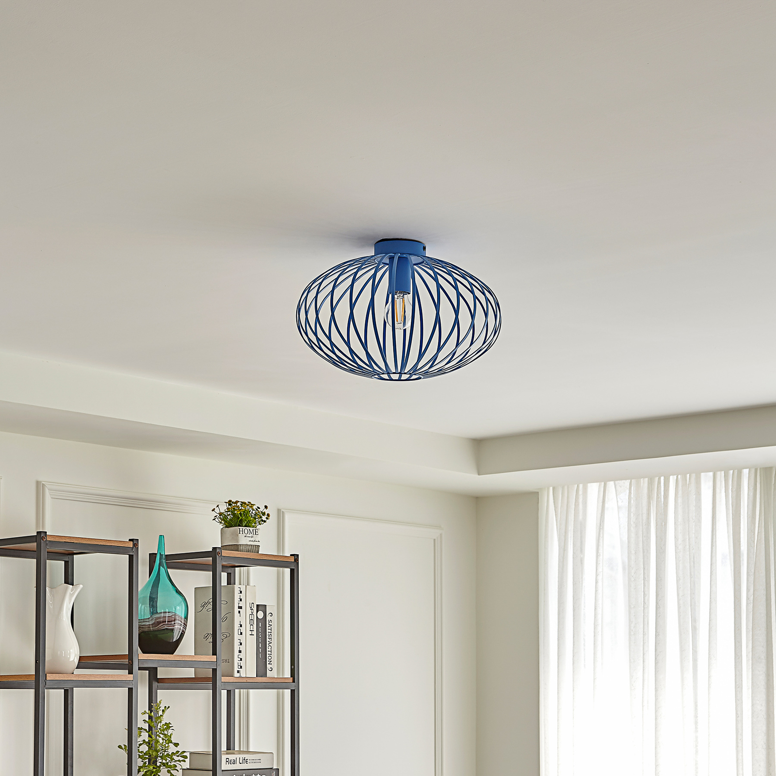 Lindby Maivi plafondlamp kooi blauw 40 cm