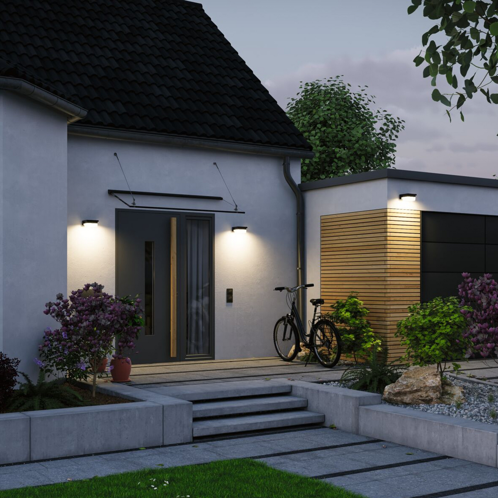 Paulmann LED sienas lampa „Isleen“, 230 V + Solar, melna, 16 cm Paulmann LED sienas lampa „Isleen“, 230 V + Solar, melna, 16 cm
