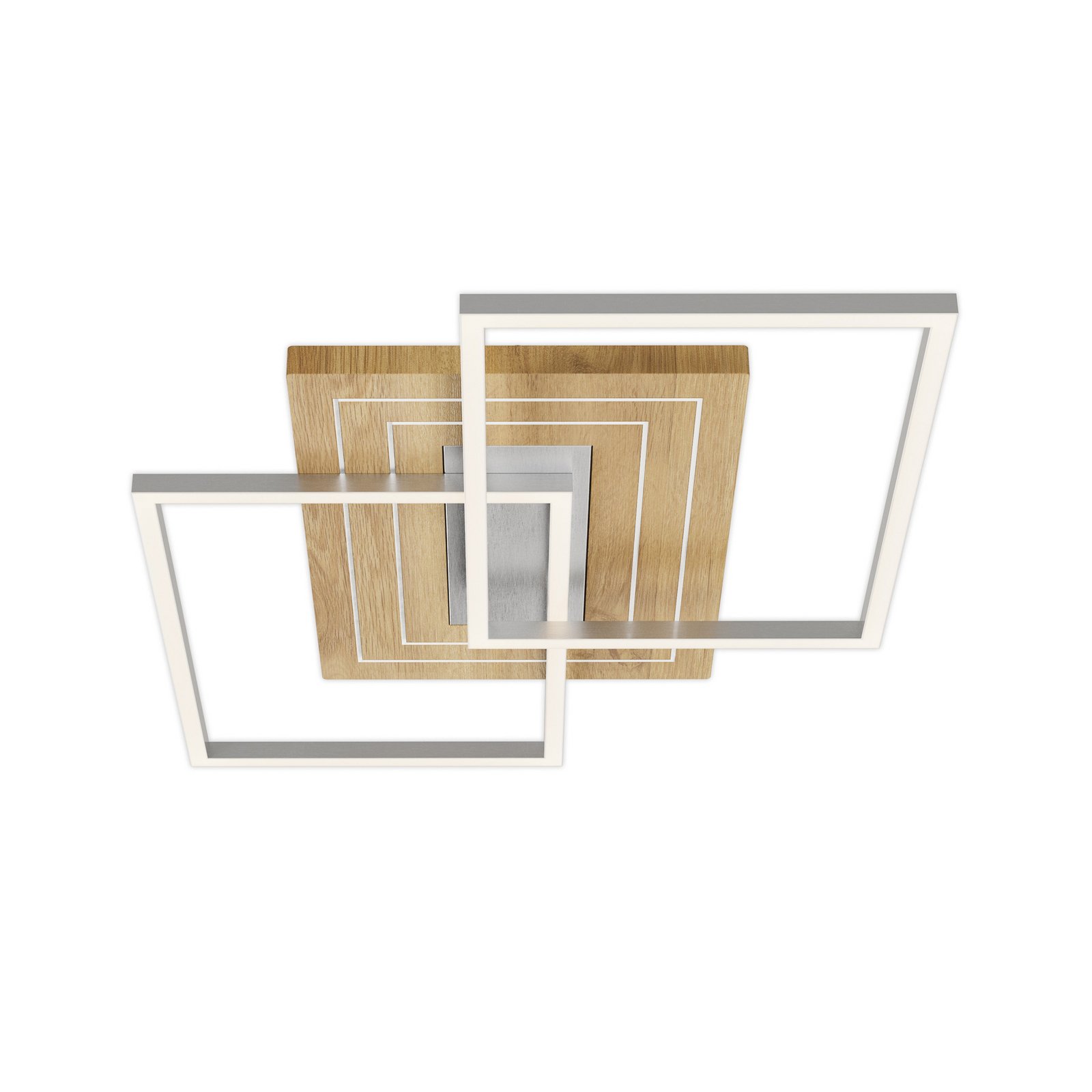 LED griestu lampa Inka S, garums 50 cm, gaiša koksne, dimmerējama