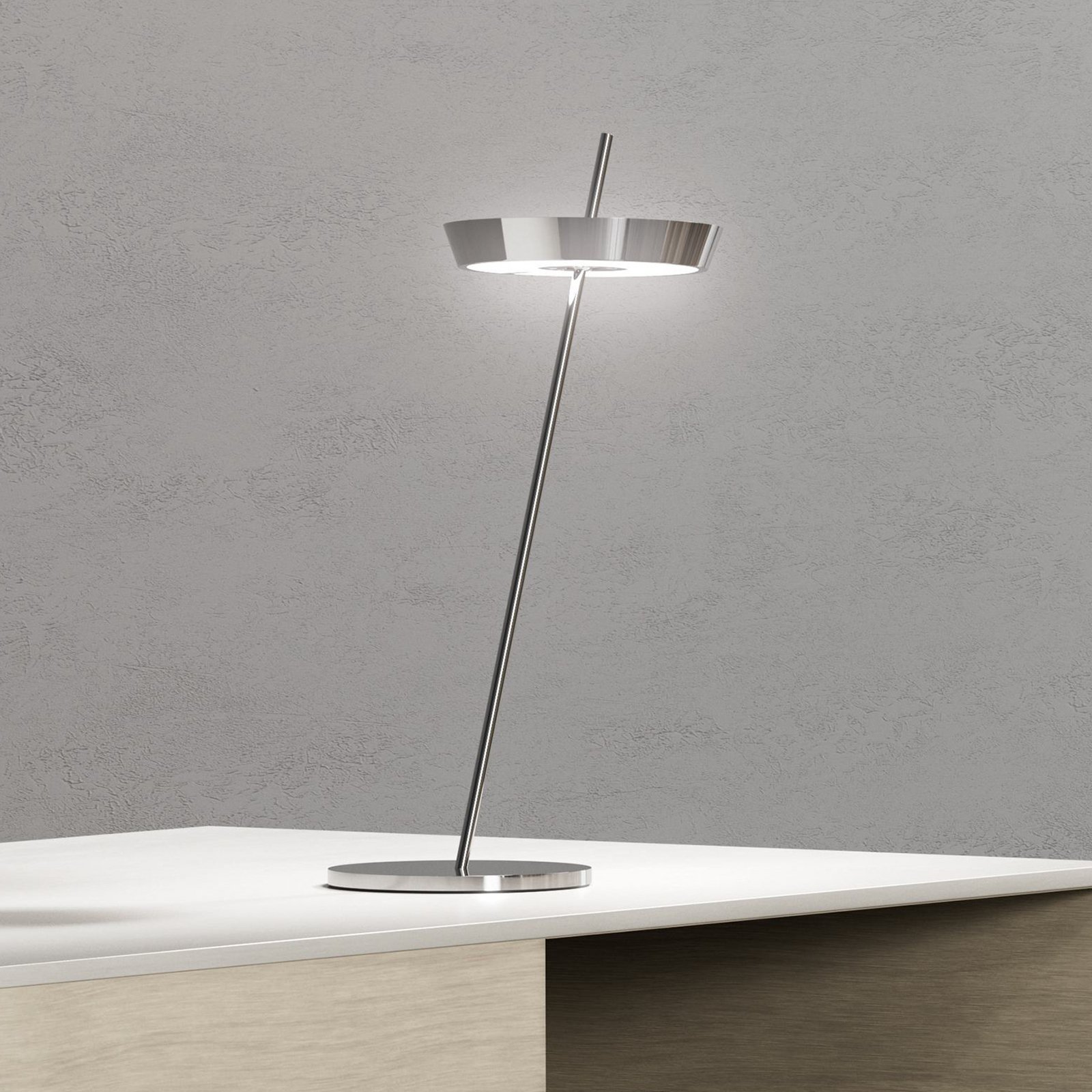 LED-Akku-Tischlampe Mahina chromfarben Höhe 36 cm Metall CCT