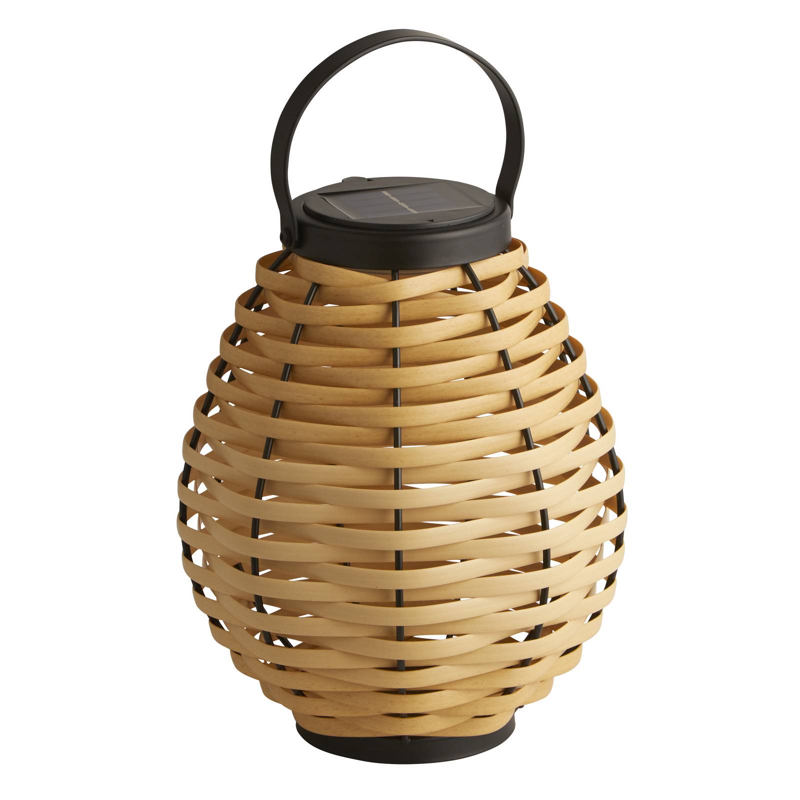 Solar-LED-Terrassenleuchte Netan, braun, Rattan, 23 cm, IP44