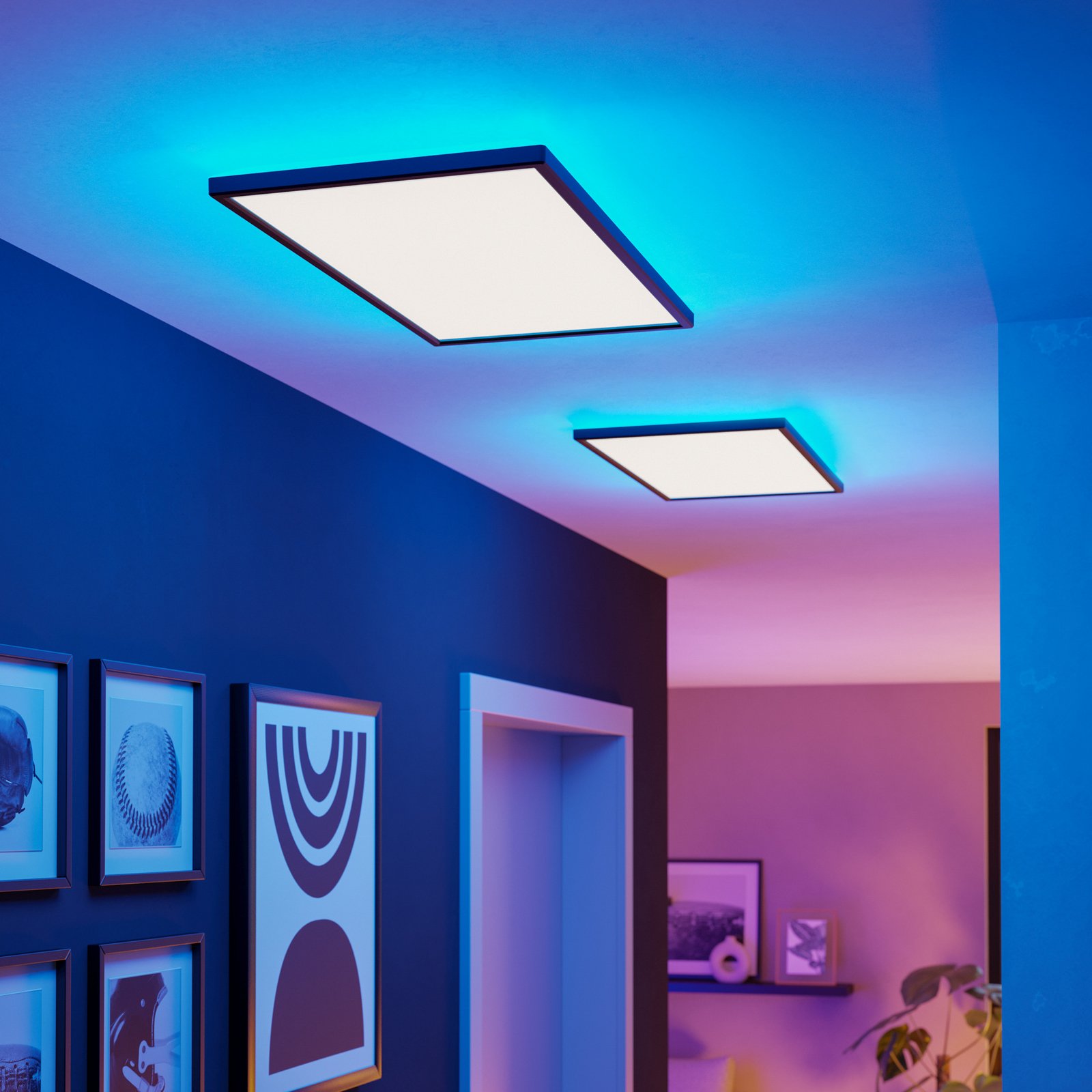 EGLO connect LED ceiling light Rovito-Z, black, 57 x 30 cm