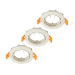 PRIOS Plafoniera a incasso Fibur, beige, zinco, Ø 8,2 cm, set da 3