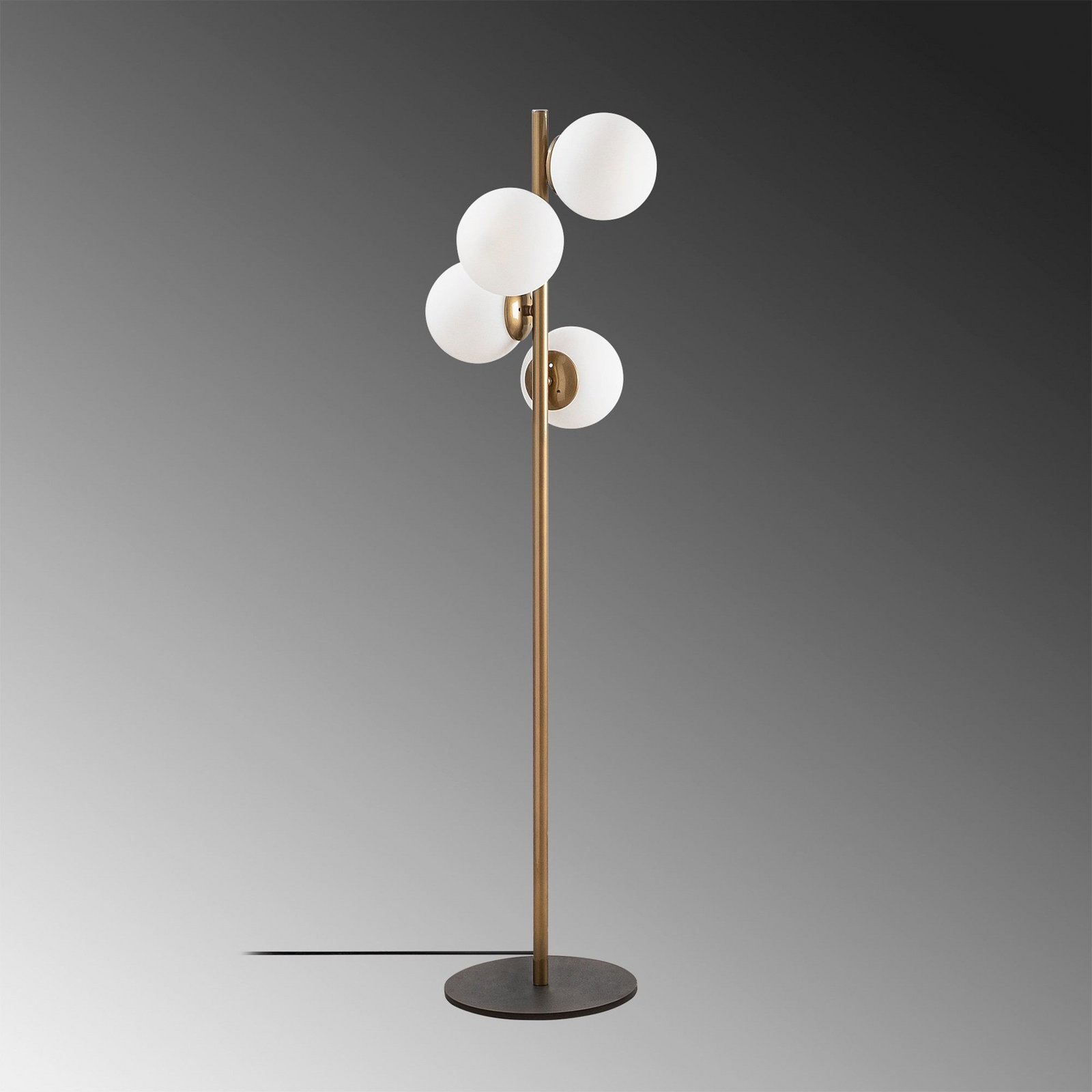 Faze floor lamp, gold-coloured, glass, 130 cm, 4-bulb, E27