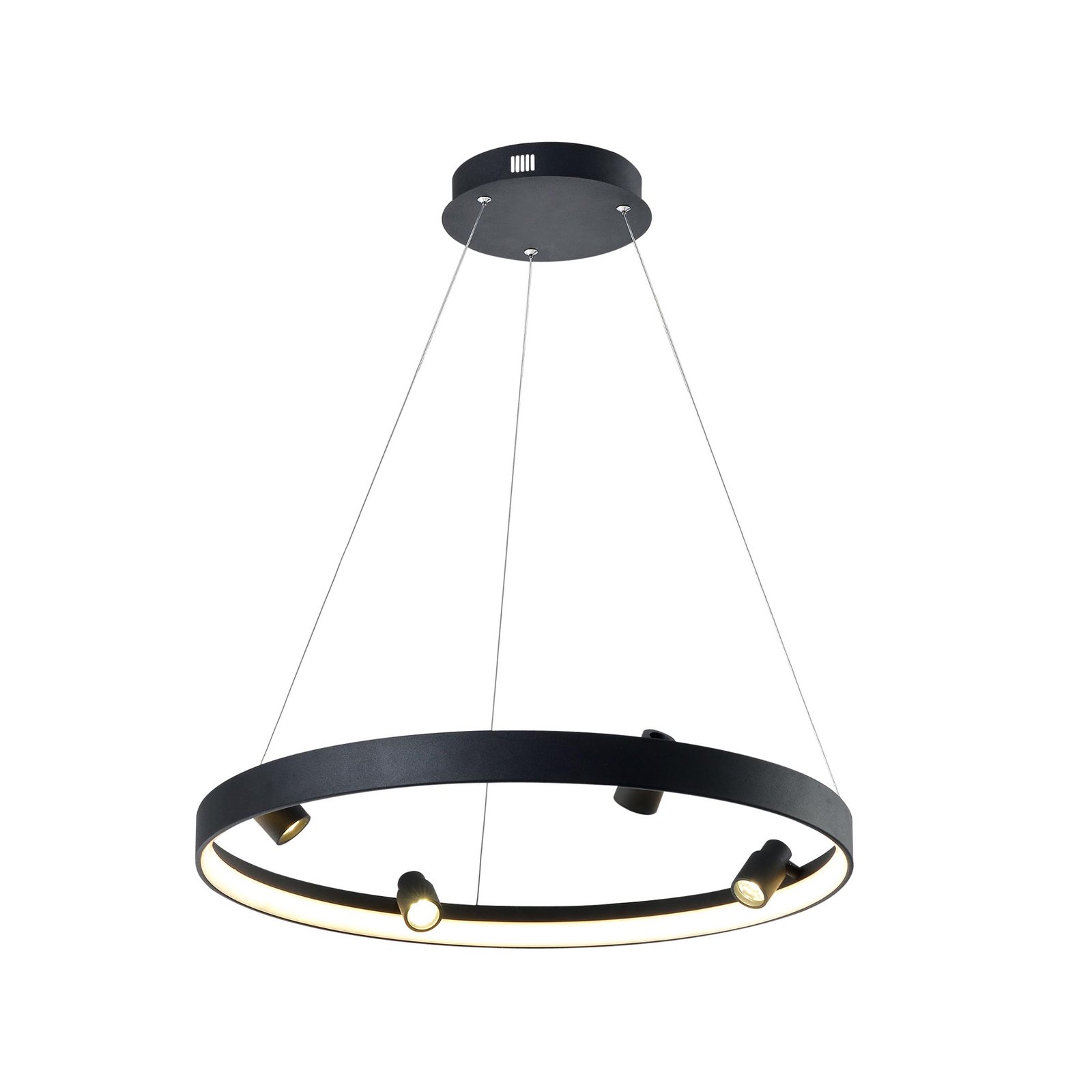 LED pendant light Denis, circular with four spots
