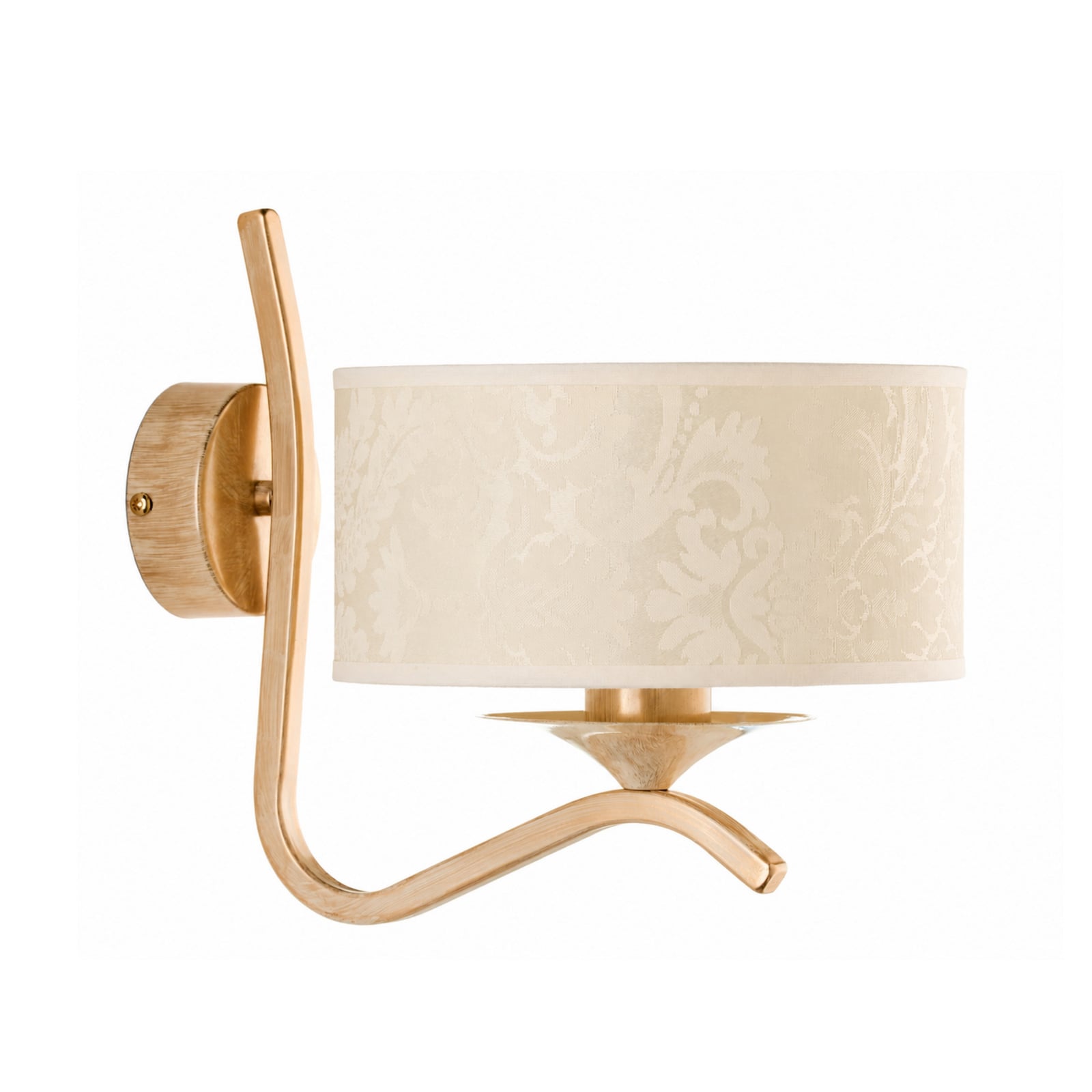 Kaszmir Ecrie wall light, gold/beige, steel, fabric, E27