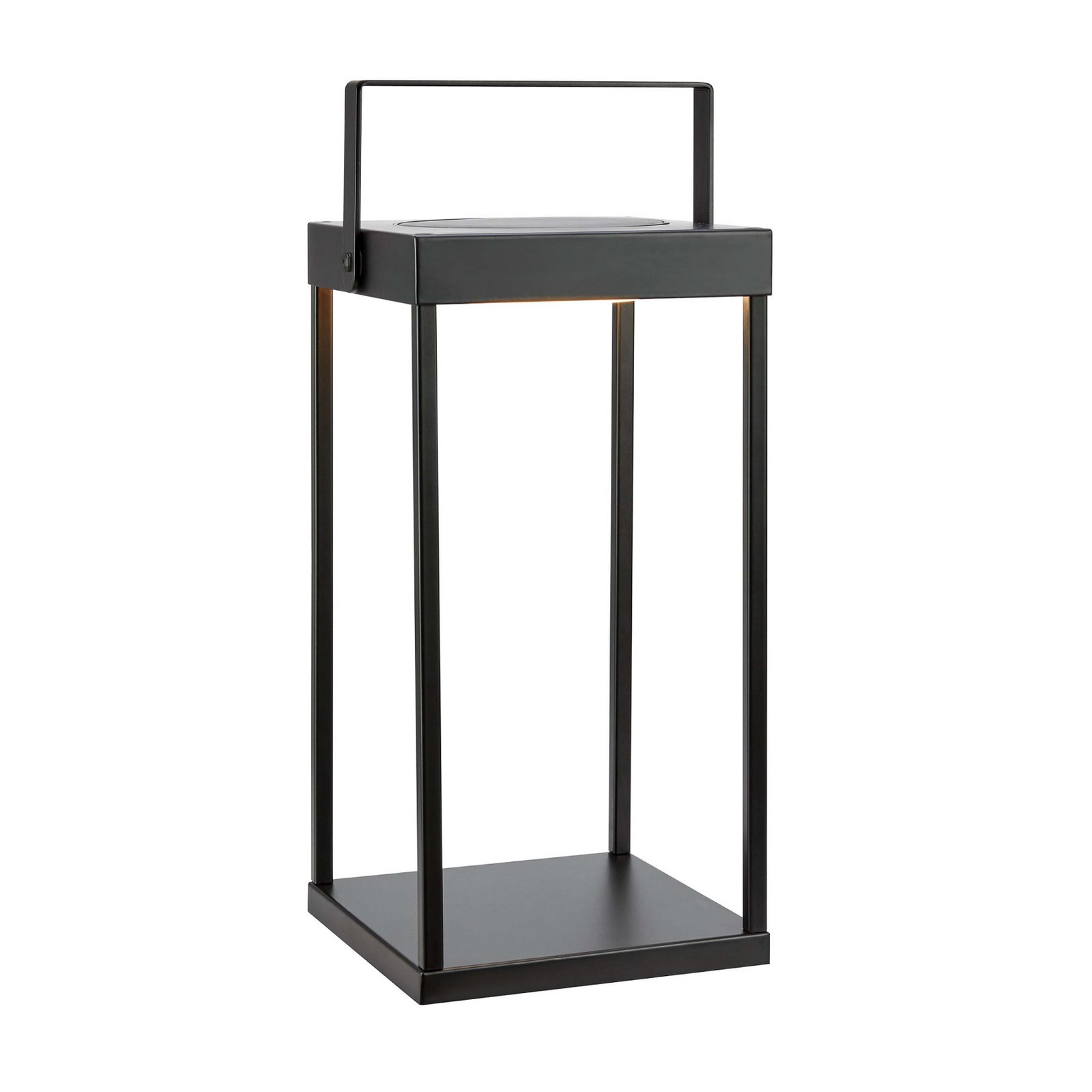 Lanterna solar Pure, preta, USB, metal, altura 42 cm
