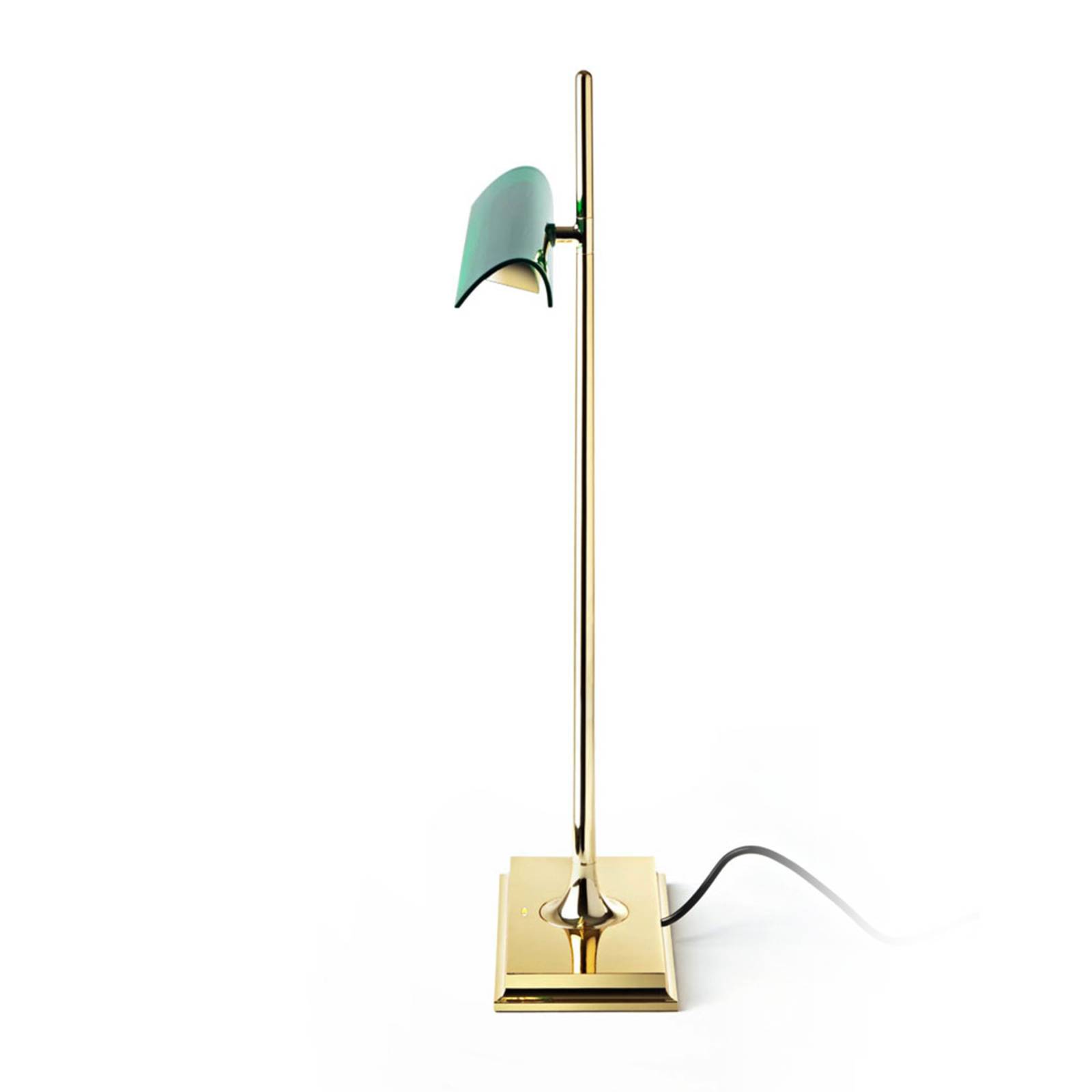 Flos FLOS Goldman - lampada da tavolo con USB, verde, per soggiorno / sala da pranzo, alluminio, metacrilato, 8 W, larghezza: 25.5 cm, altezza: 40 cm
