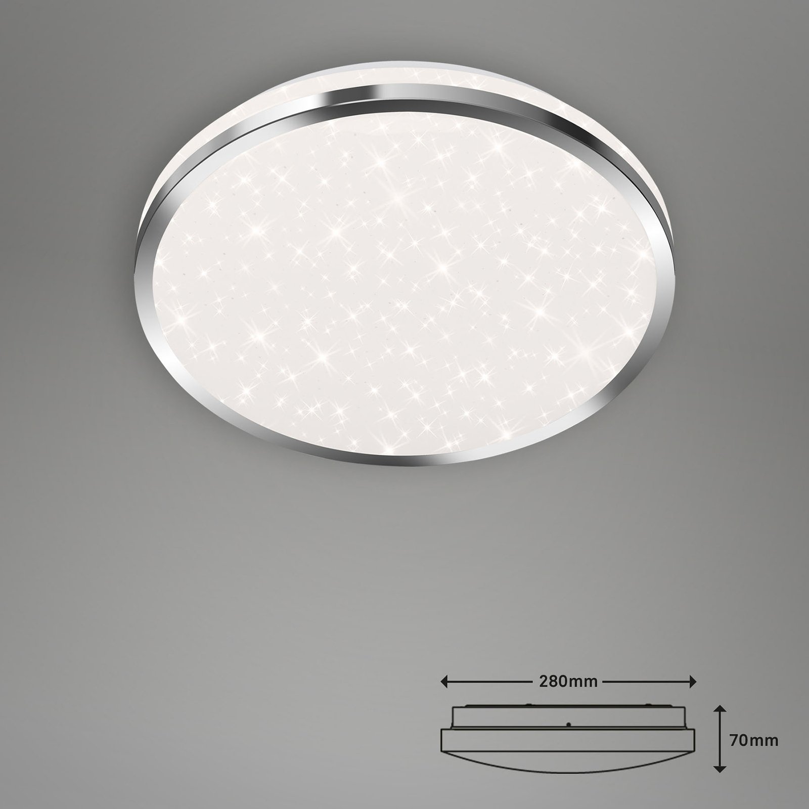 LED-Deckenleuchte Acorus, IP44, Sternendekor, Ø 28 cm