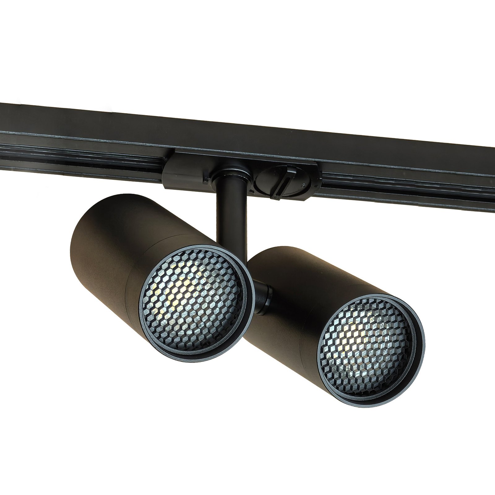 Lindby projecteur sur rail Linaro, 2 lampes, noir, aluminium, écran