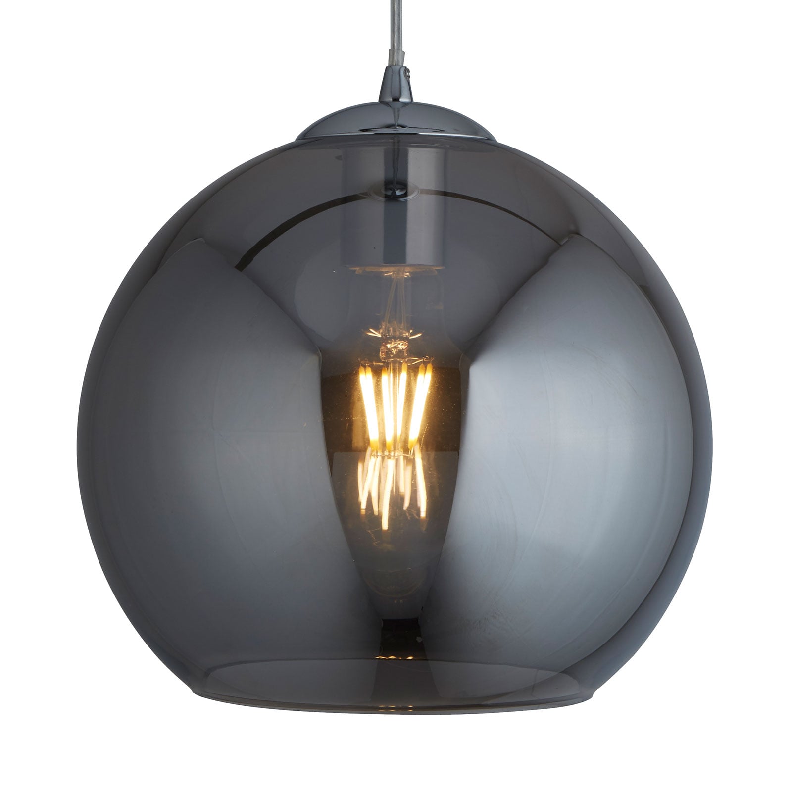 Searchlight Balls hanging light, smoke-coloured, Ø 35cm, for Living / Dining Room, metal, glass, E27, 60 W, energy efficiency: A++
