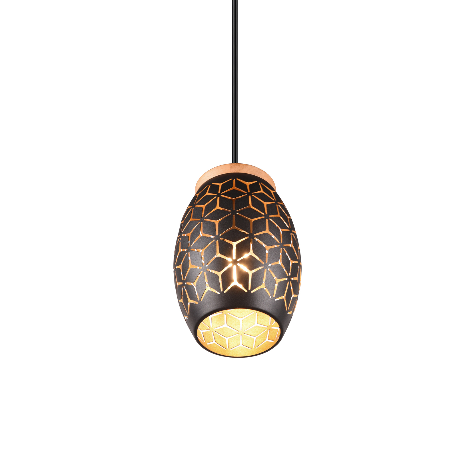 Bidar hängande lampa, Ø 15 cm, svart-guld, metall