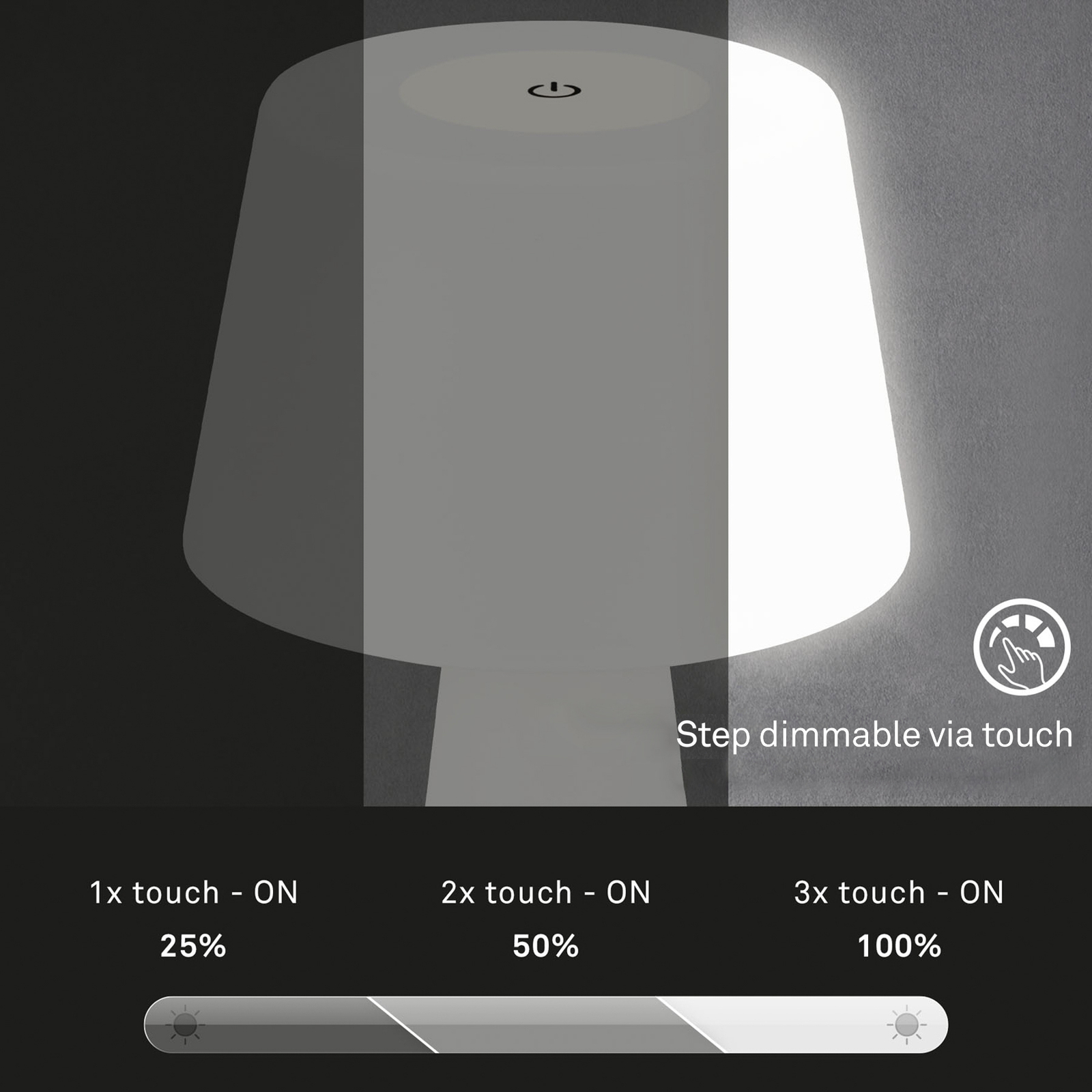 LED-Tischlampe Kihi mit aufladbarem Akku, weiß