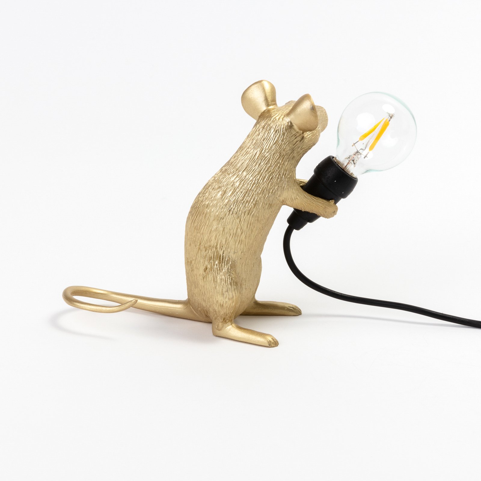SELETTI Pelės lempa LED dekoratyvinė lempa USB sėdimoji auksinė