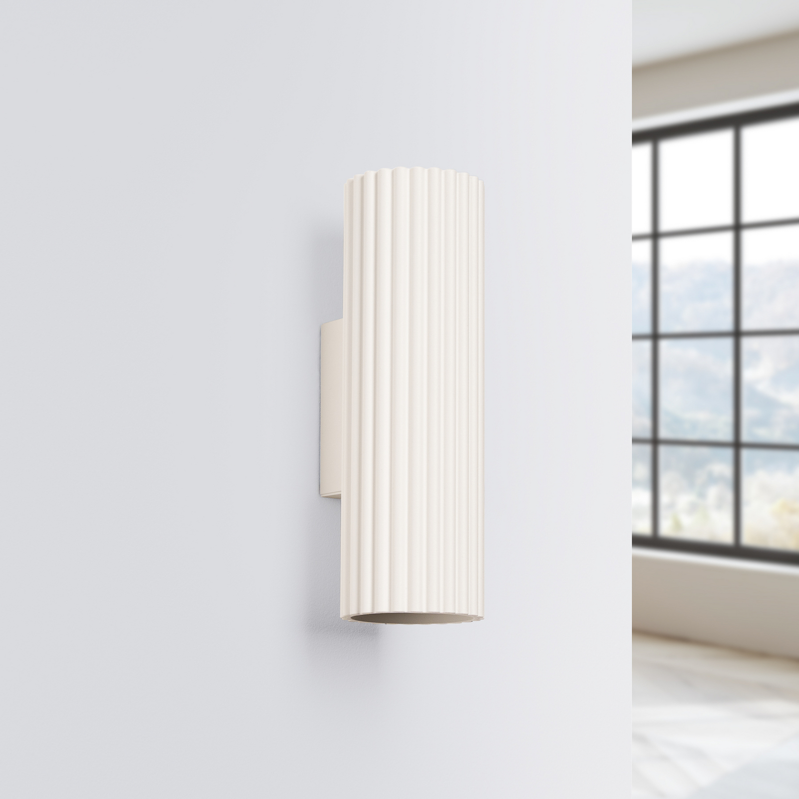 Wandleuchte Karbon, beige, Höhe 20 cm, Aluminium, 2-flg.