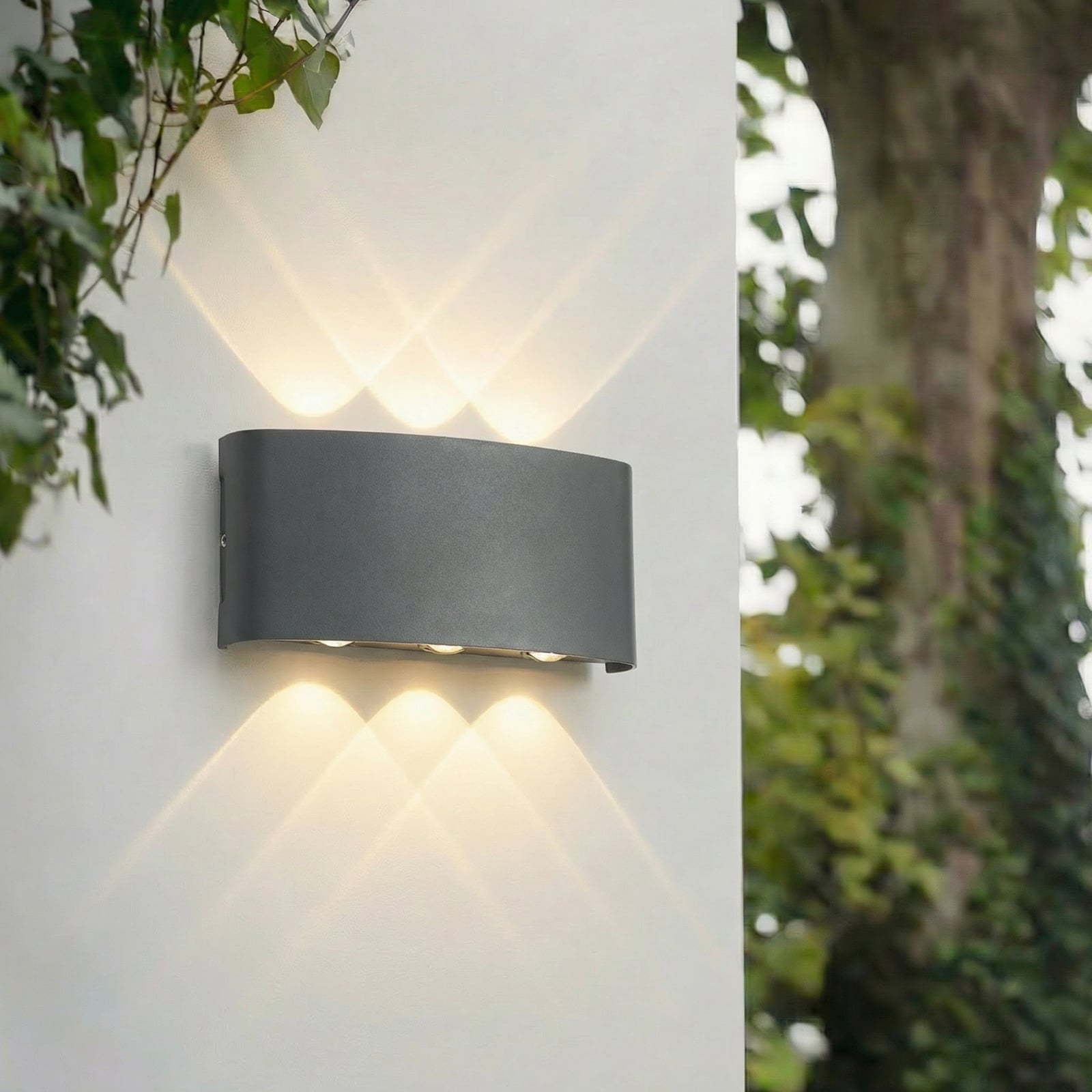 Lindby LED outdoor wall light Ithan, 3-bulb, anthracite, 17 cm Lindby LED outdoor wall light Ithan, 3-bulb, anthracite, 17 cm