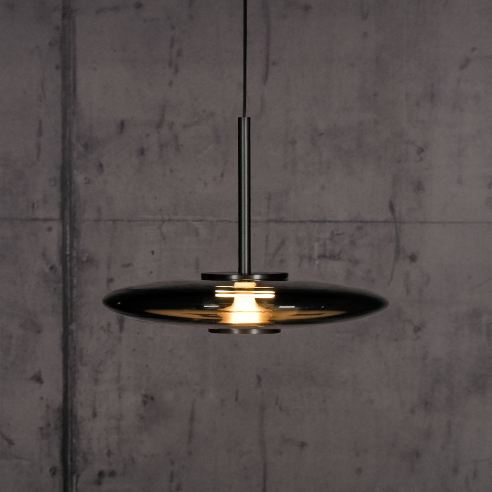 PURE LED függőlámpa E-Vitrum, szürke, üveg/alumínium, CCT