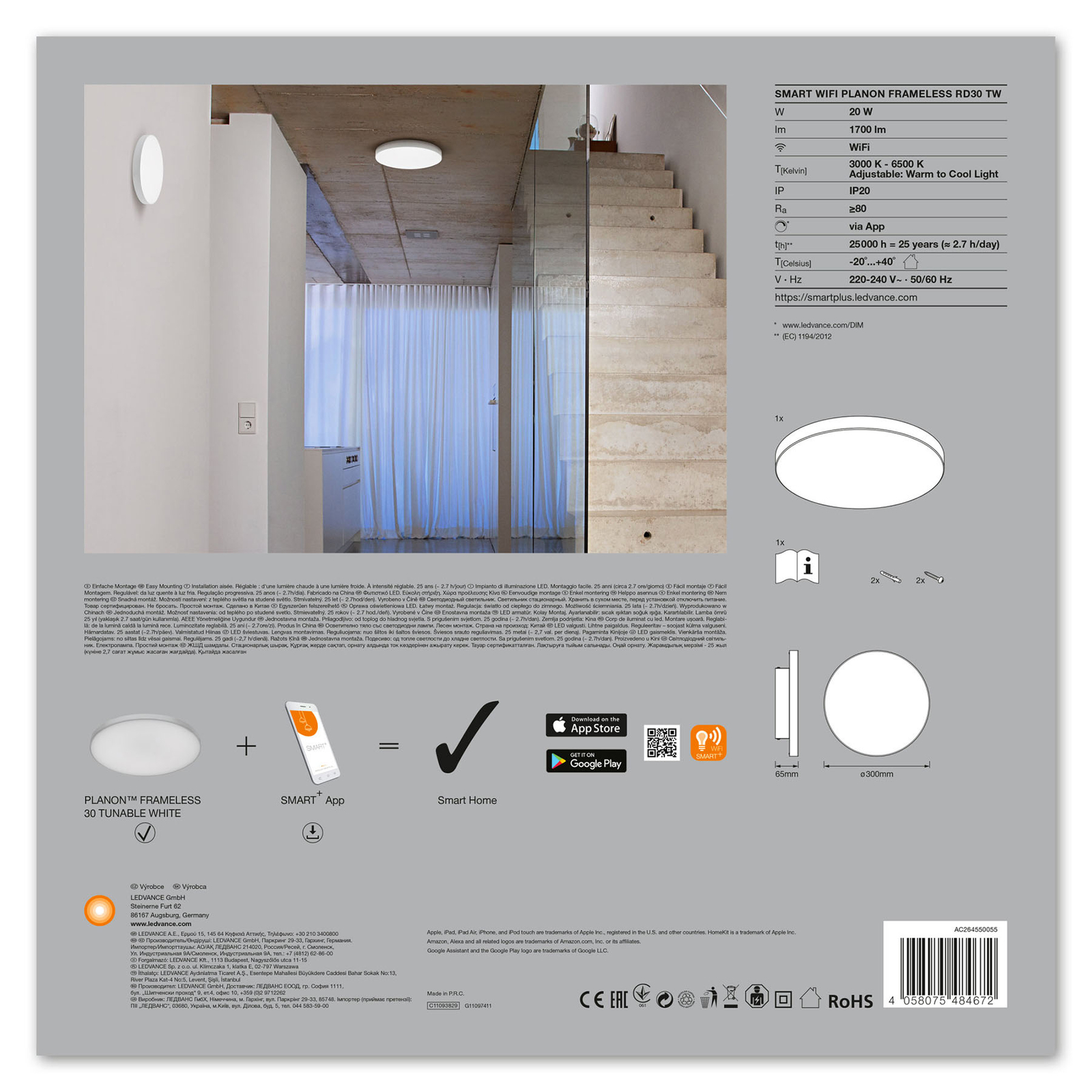 LEDVANCE SMART+ WiFi Planon LED-Panel CCT rund