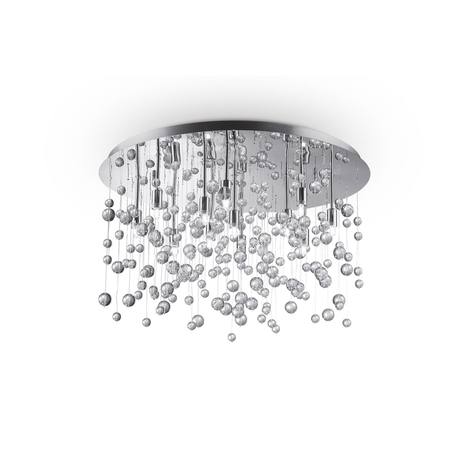 Plafonieră Ideal Lux Neve 12-fl crom/negru Ø 63cm
