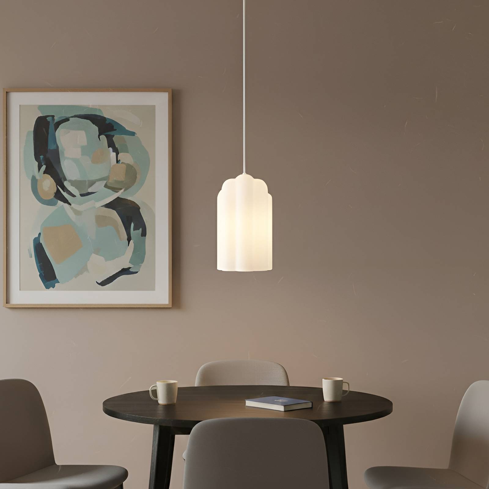 Lucande Hängeleuchte Lunja, weiß, Glas, 1-flammig, E27 günstig online kaufen