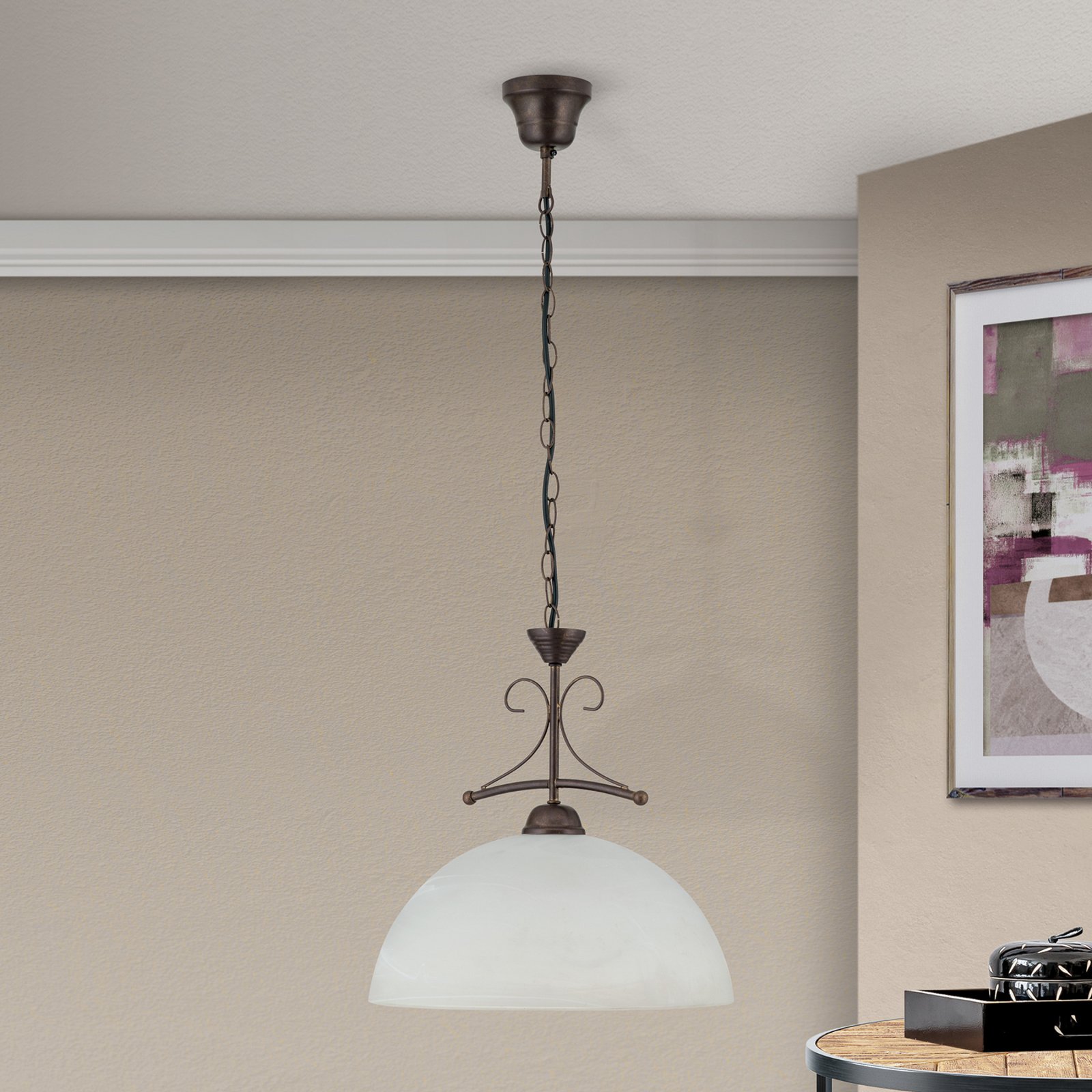 Hanglamp Marco met albastglas, 1-lamp