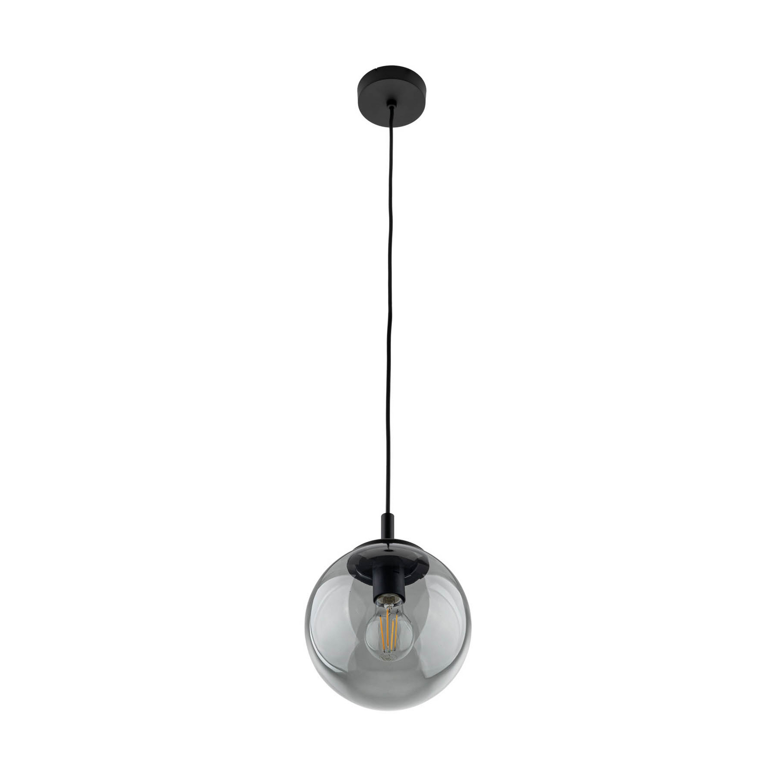 Esme hengelampe, Ø 30 cm, røykgrå, glass, kuppel, E27