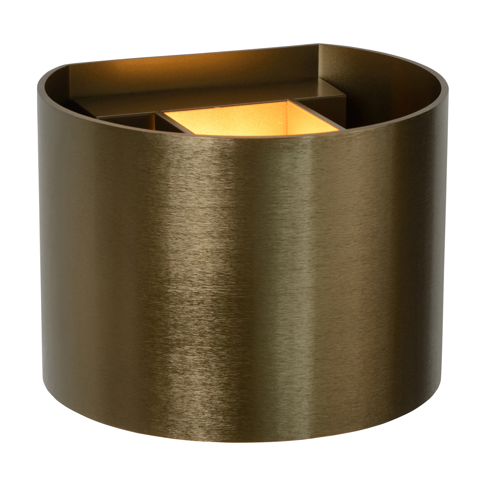 Xio LED wall light, round, antique brass