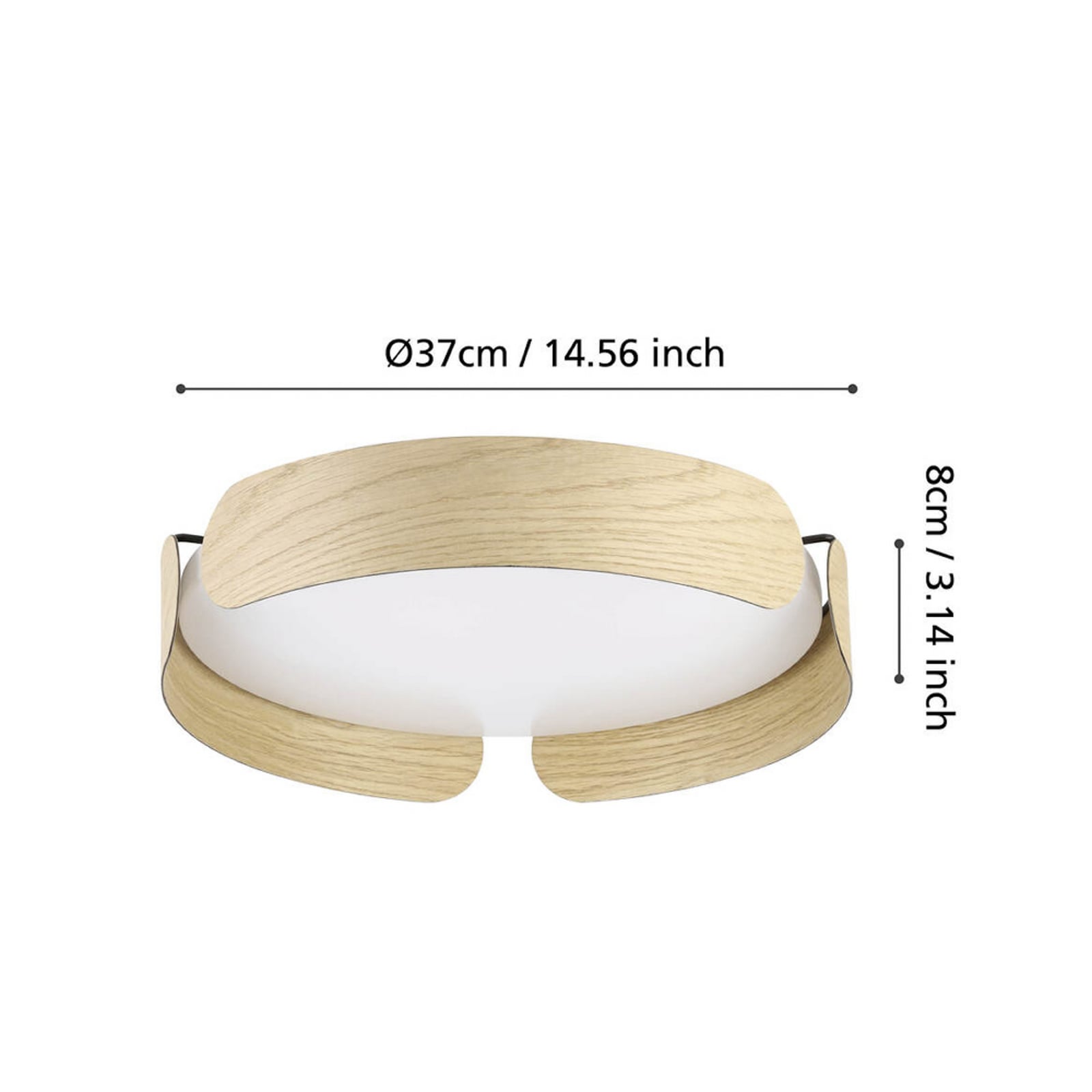 Plafonnier LED EGLO VALCASOTTO, bois, Ø 37 cm, 3 000 K