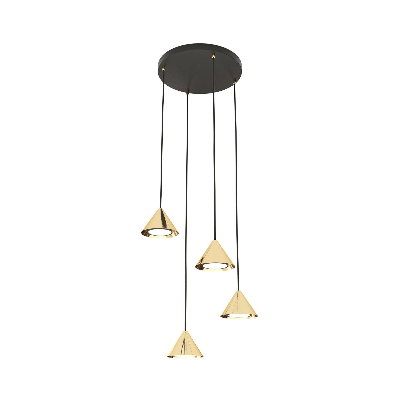 Elit pendant light, 4-bulb, Ø 30 cm, black/gold, metal