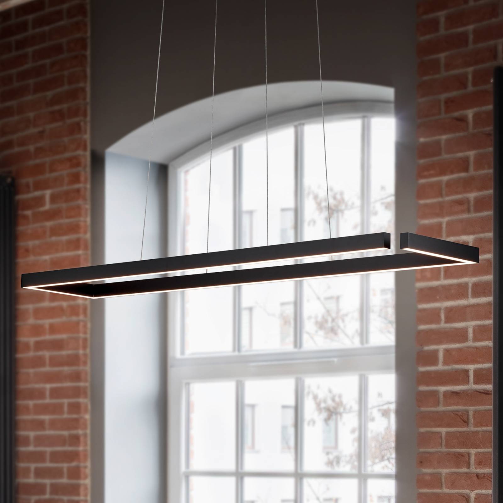 Suspension LED Marisa-100, noir mat, 100 x20cm