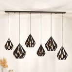 Carlton 1 hanging light 6-bulb, black and copper