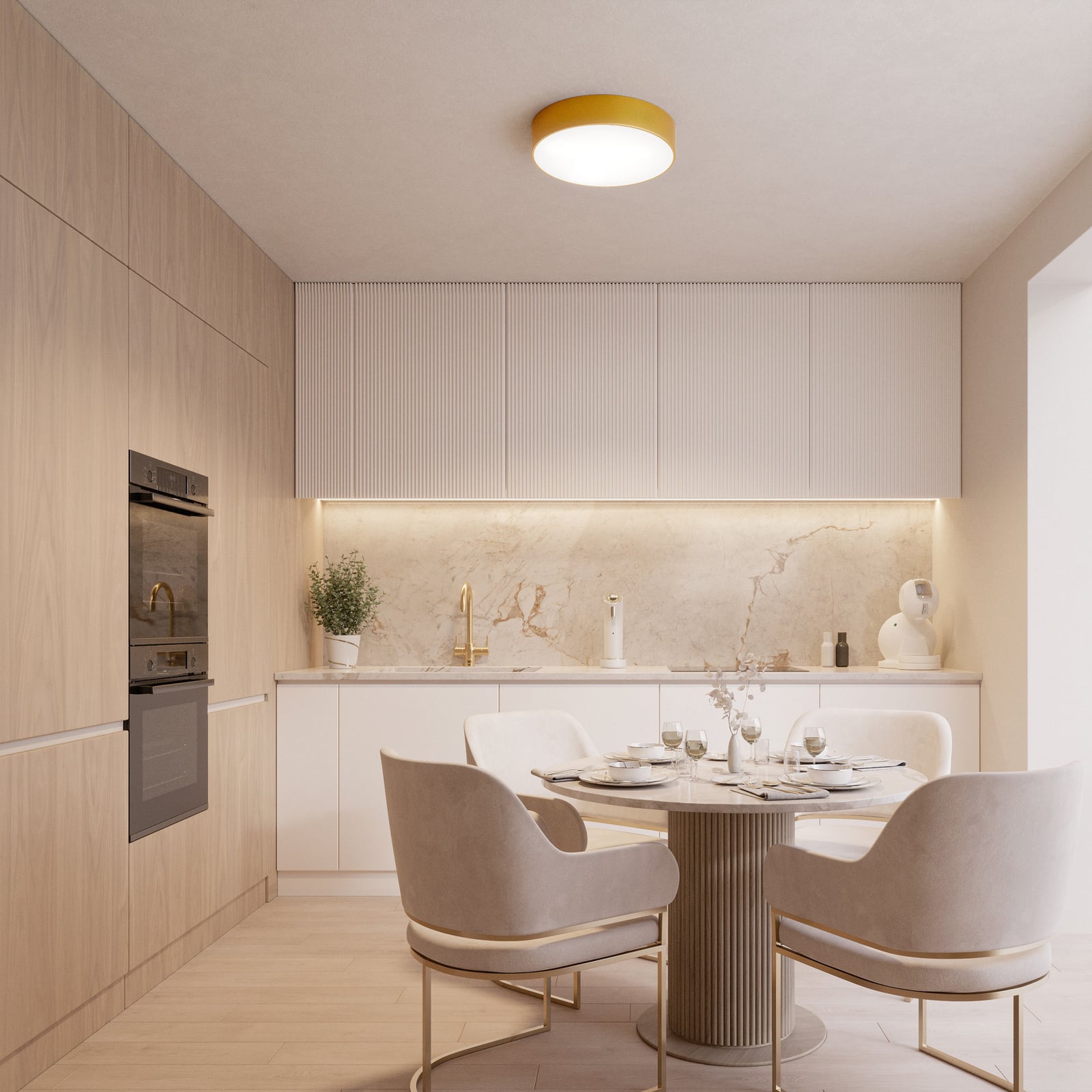 Таванна лампа Cleo 400, IP54, Ø 40 cm златна