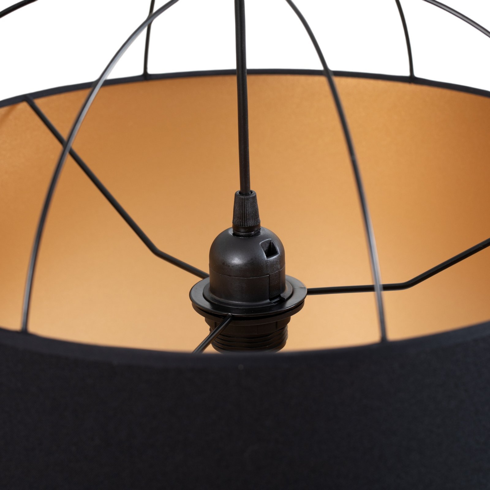 Lampion Viseće svjetlo srednje veličine, crno/zlatno, tkanina, E27