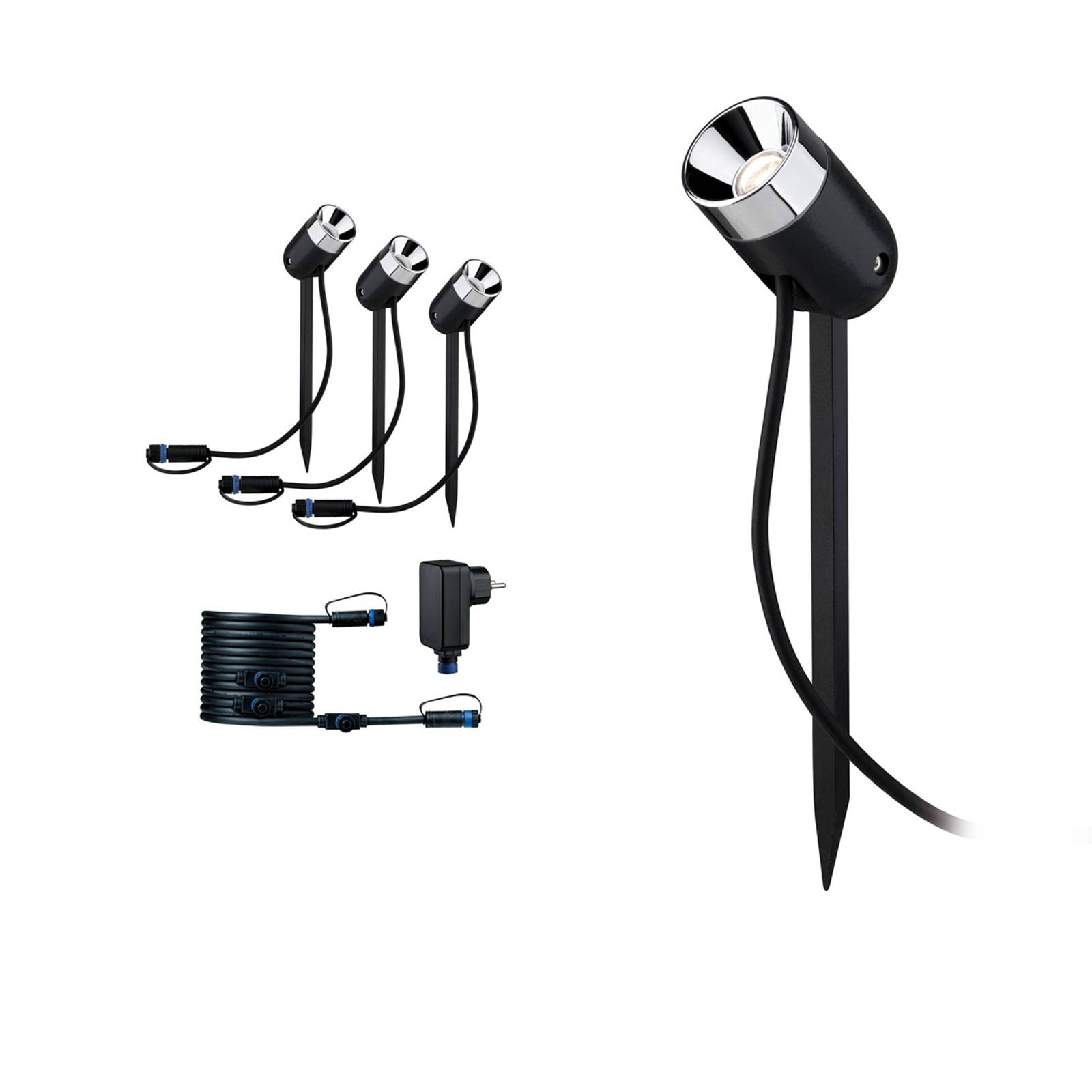 Paulmann Plug & Shine -maapiikkivalo Pike 3 kpl - moderni aloituspaketit ja lisäosat paulmann plug & shine - paulmann plug & shine 24 v antrasiitti, kromi