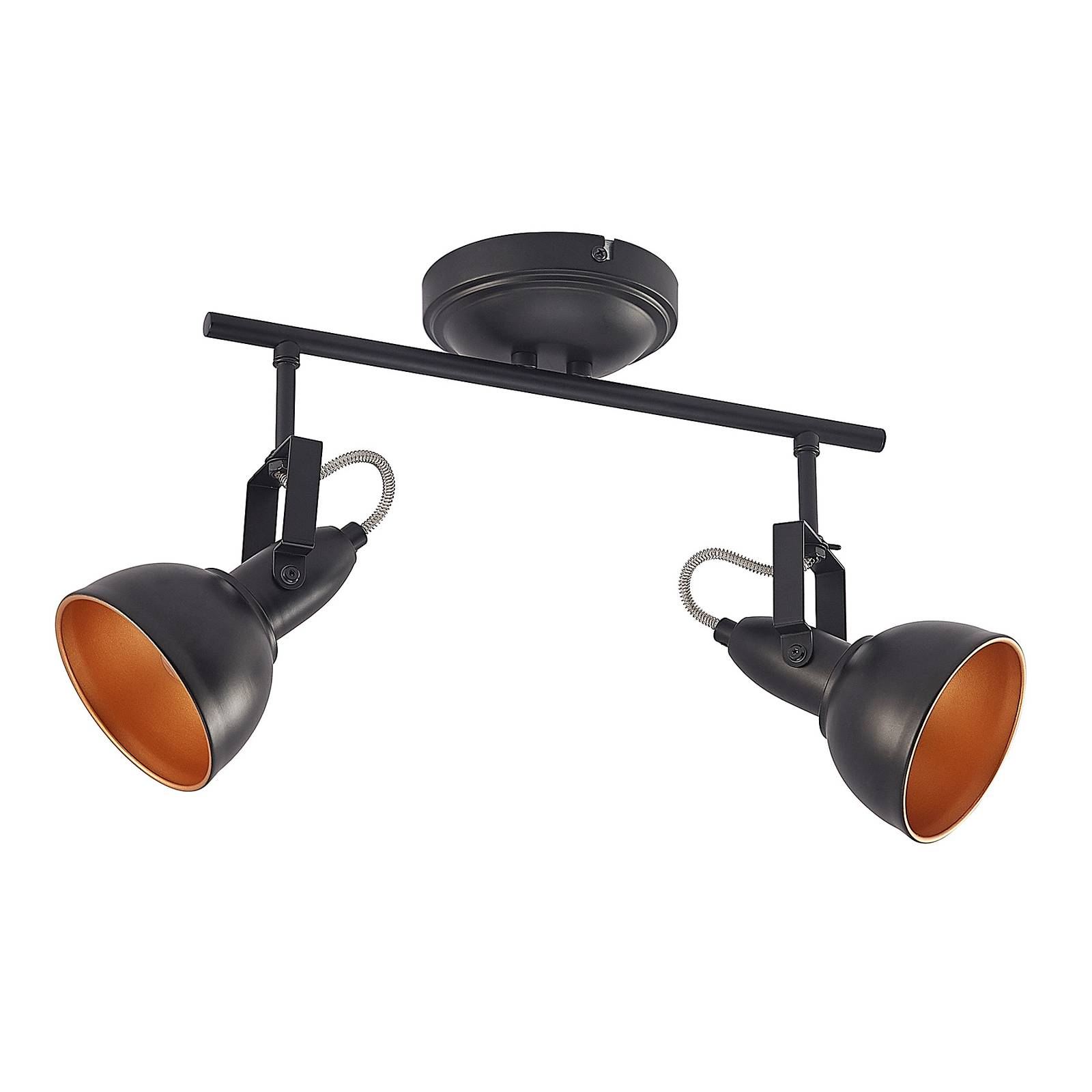 Lindby Morgana spotlight, black/gold, two-bulb - Living / Dining Room - Ceiling Light - dimmable - Modern