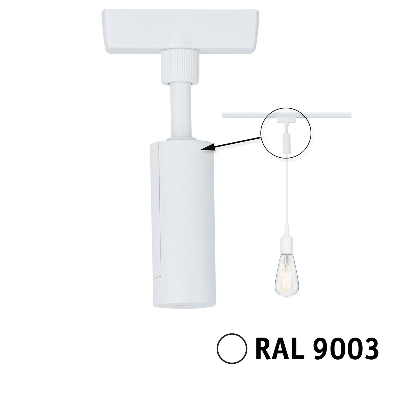 Adaptateur pendulaire universel Paulmann URail, 50 W, blanc signal