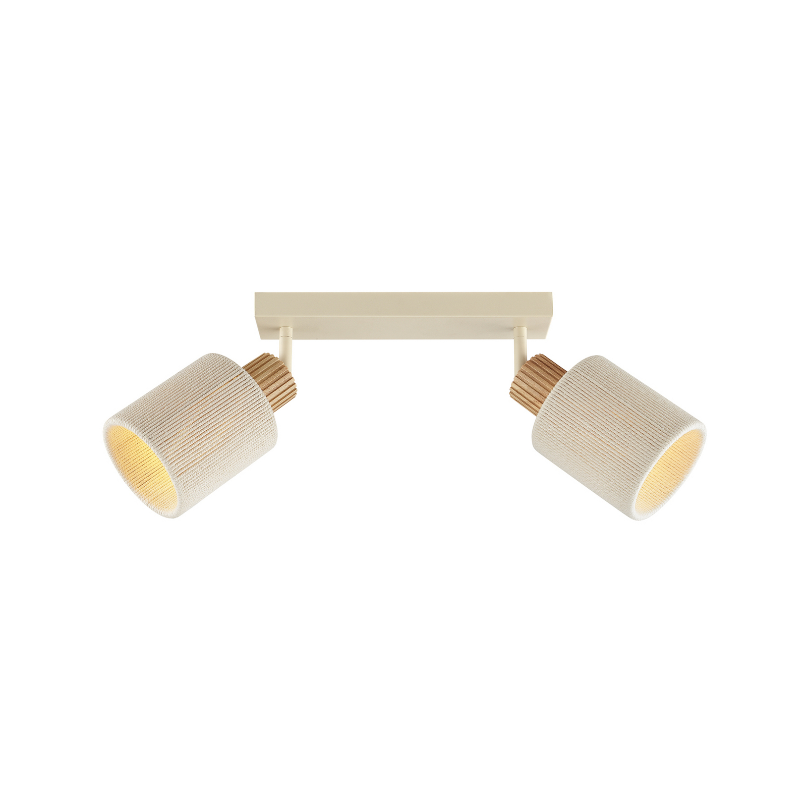 Plafondlamp Arlo, beige, textiel, lengte 62 cm, 2-lamps