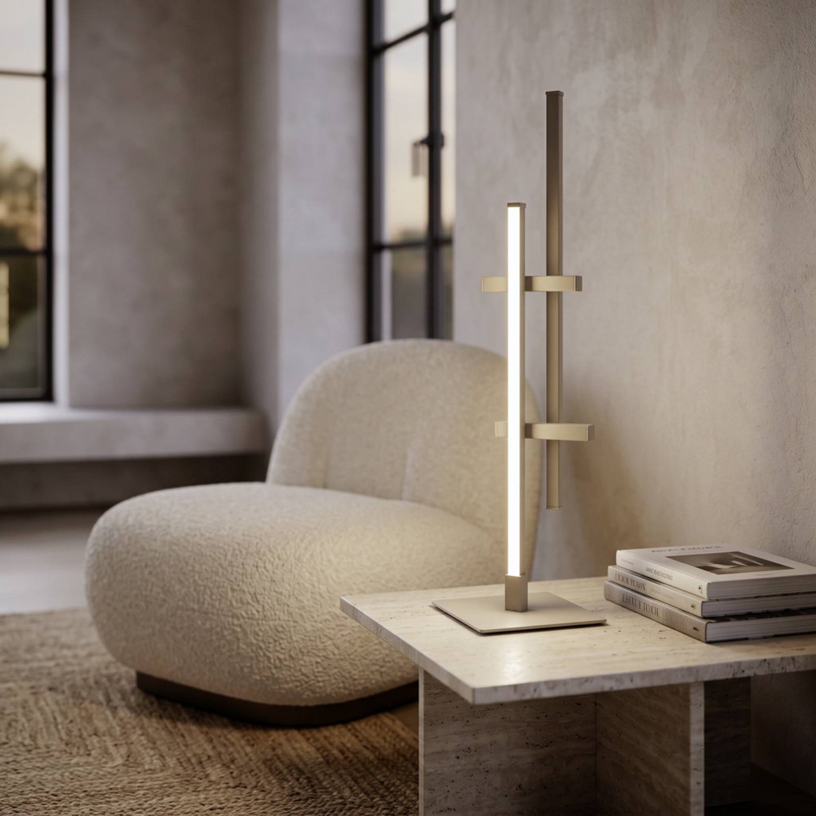 EGLO LED tafellamp TREPILIANO, beige, hoogte 47 cm, metaal