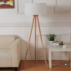 Lindby Charlia floor lamp, white, wood, height 150cm