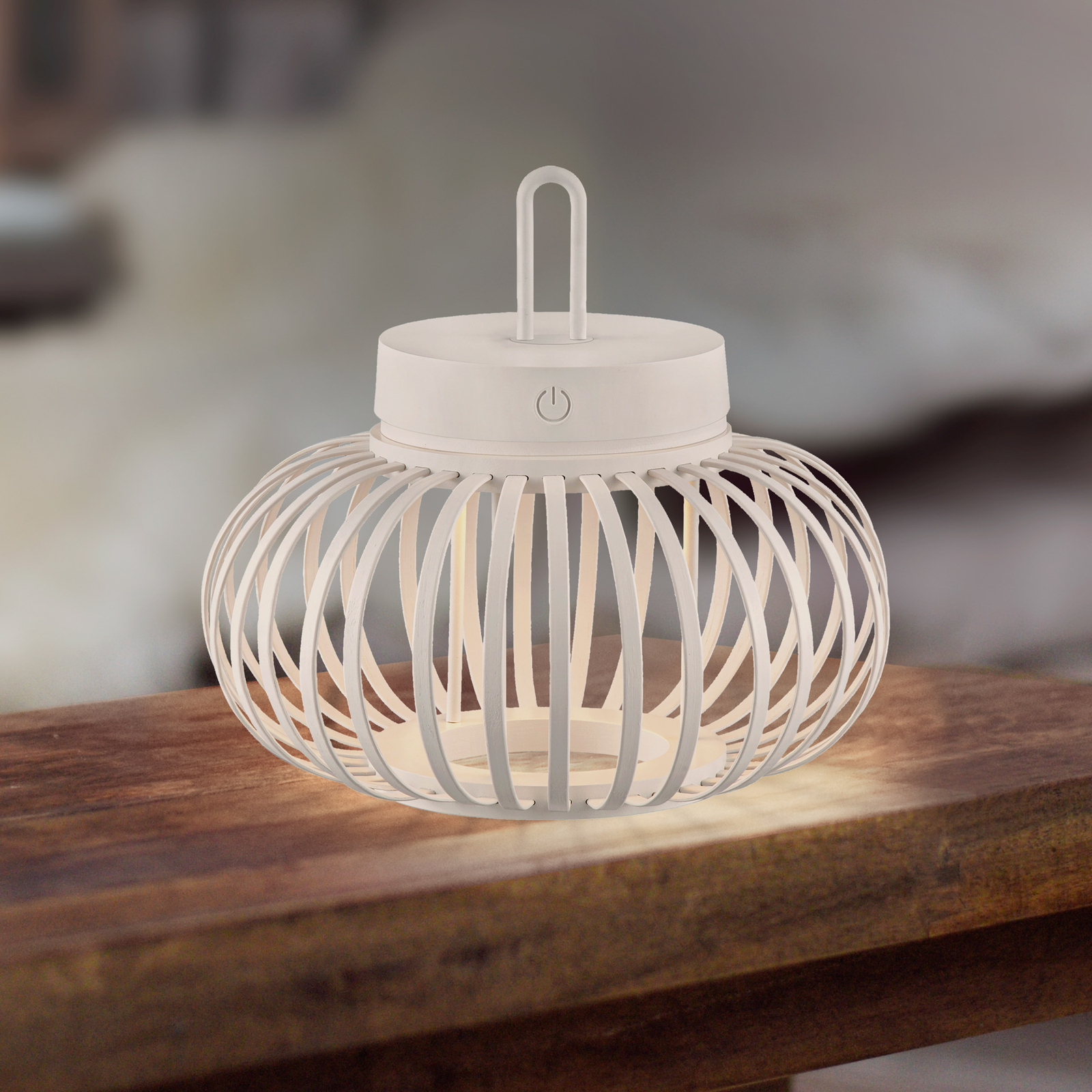 JUST LIGHT. Lampada LED da tavolo ricaricabile Akuba grigio-beige 22cm