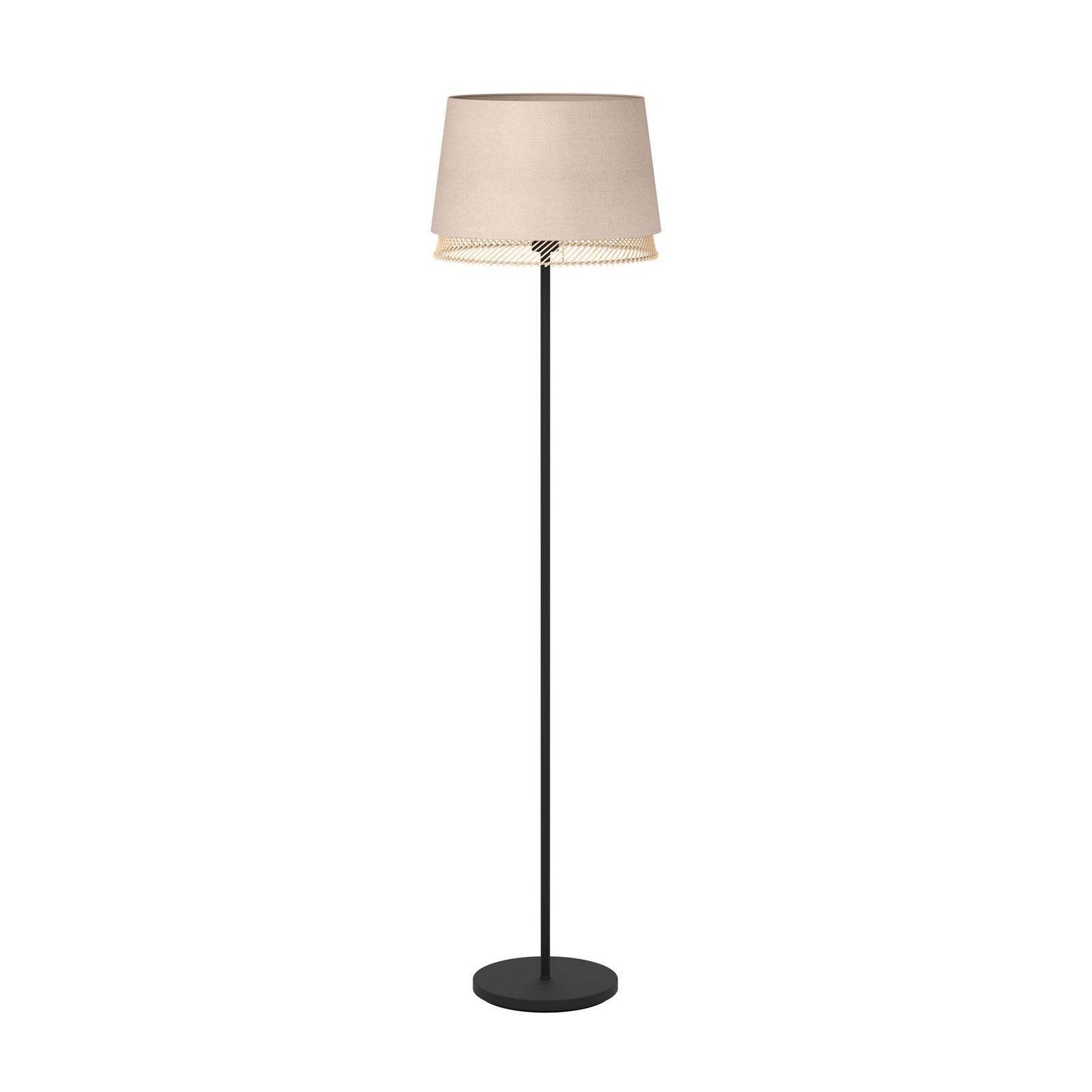 Stolna podna lampa, crna/natur, visina 153 cm, tkanina